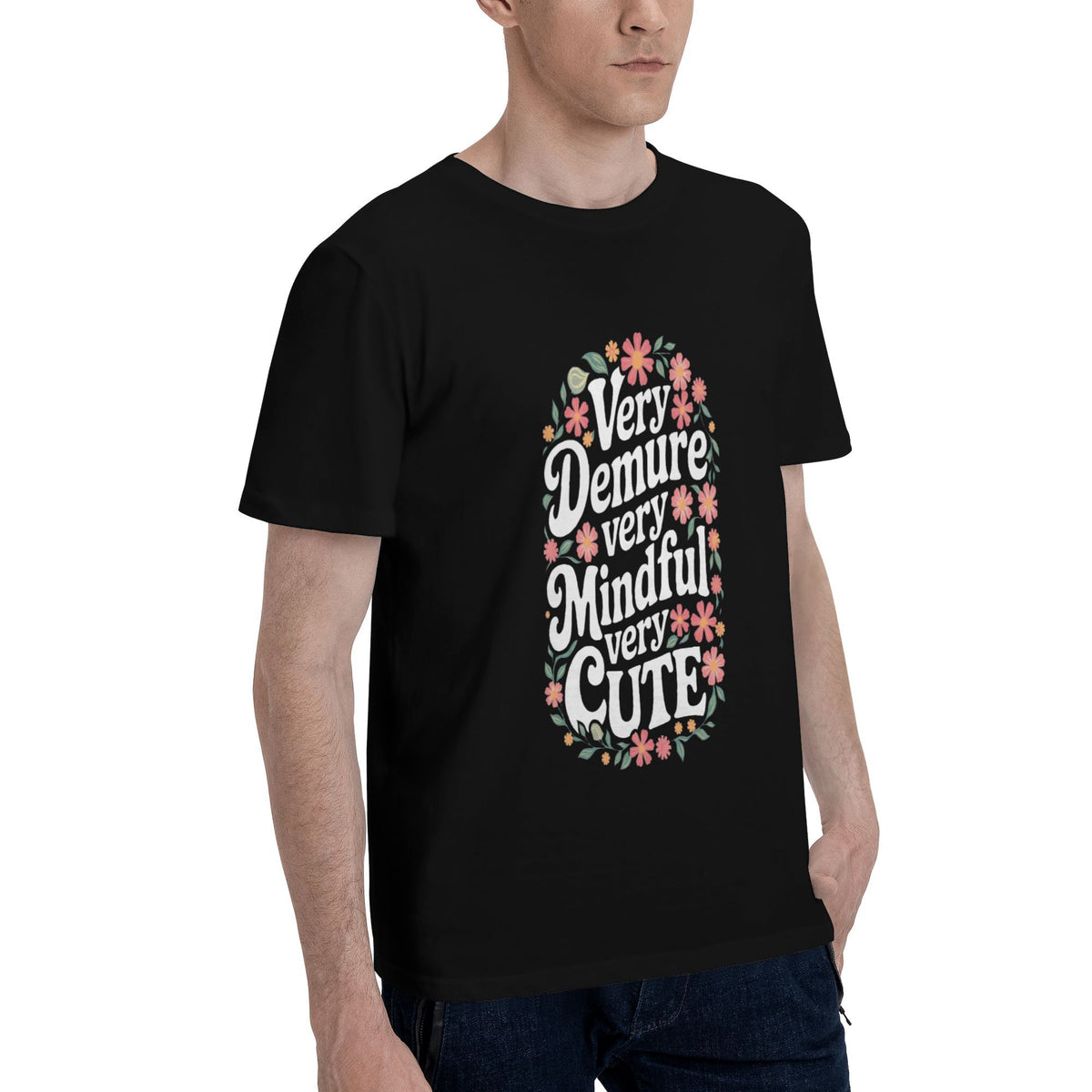 Dog Year Floral Black T-shirt