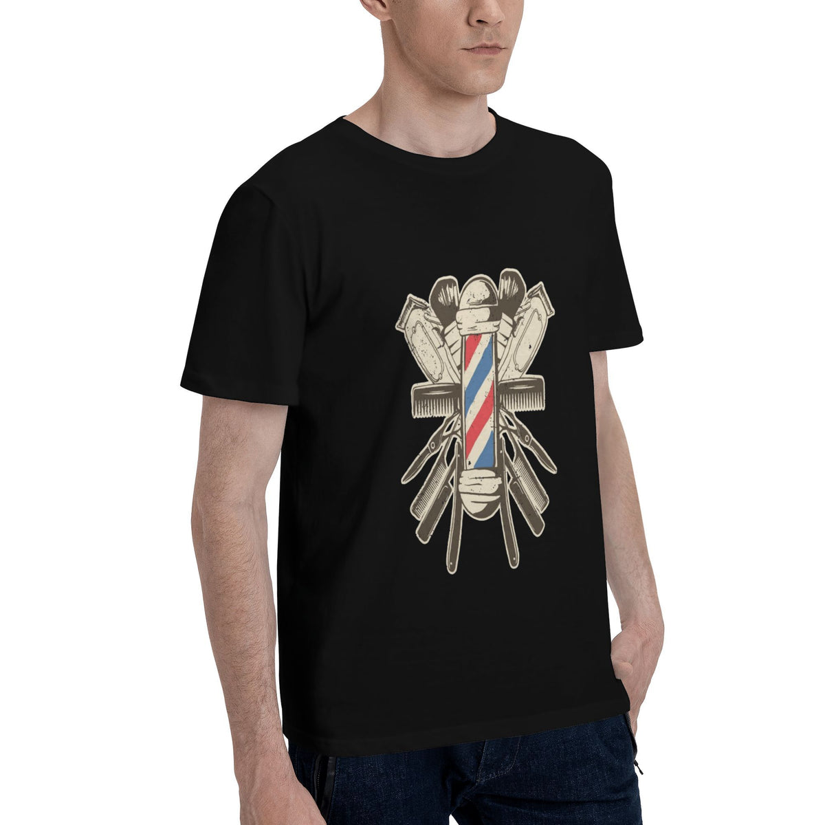 Barber logo with scissors and combs T-shirt
