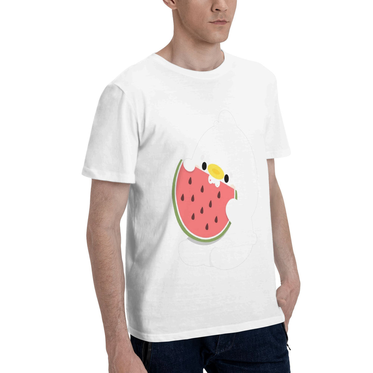 White chicken with watermelon T-shirt