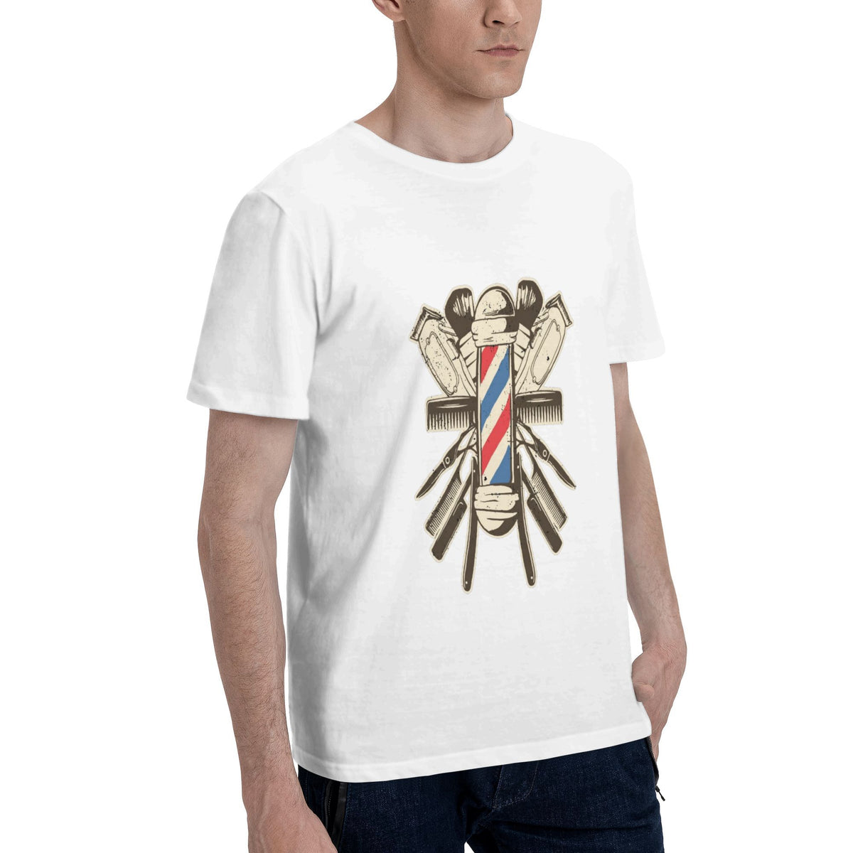 Barber logo with scissors and combs T-shirt