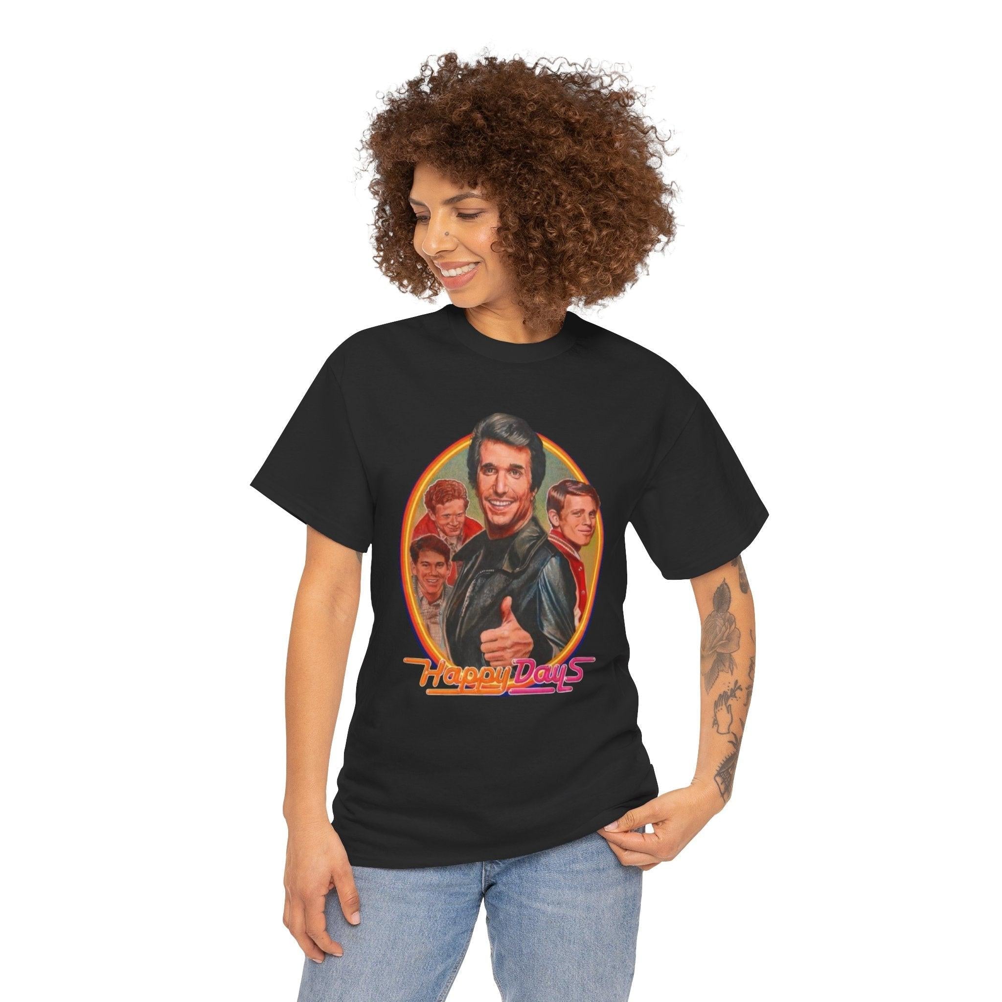 Happy Days Retro T-Shirt, Vintage 70s Vibes Graphic Tee, Unisex Cotton Shirt, Fun Nostalgic Top, Gift for Him Her, Summer Fashion, Novelty