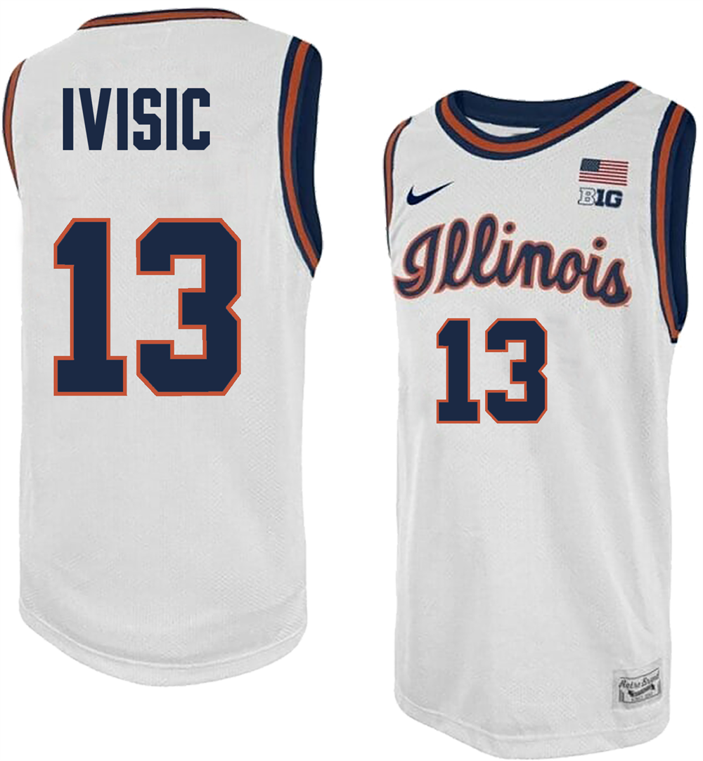 Men's #13 Tomislav Ivisic Illinois Fighting Illini College Basketball Jersey