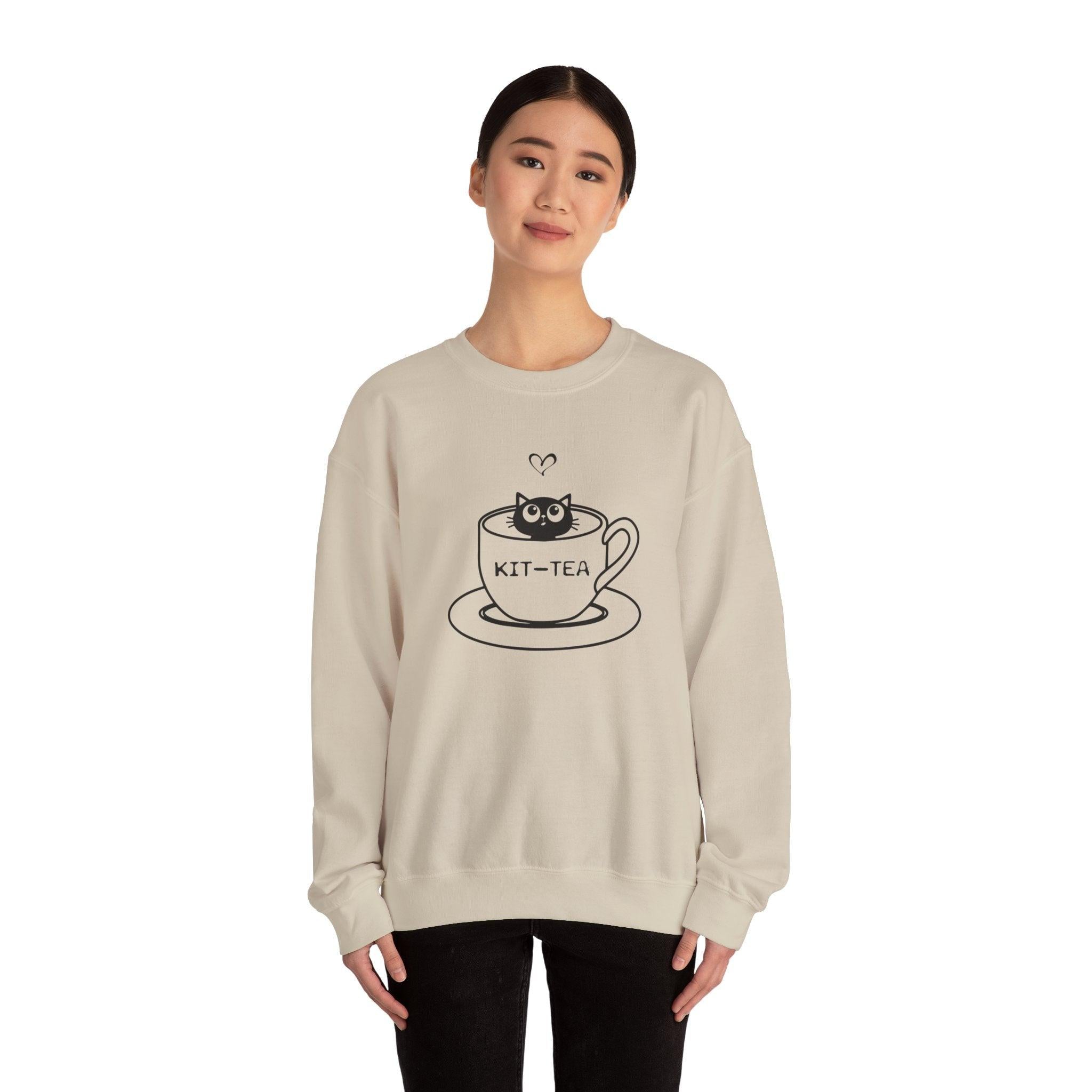 Kitty Sitting in a Tea Cup Kit-Tea Sweatshirt