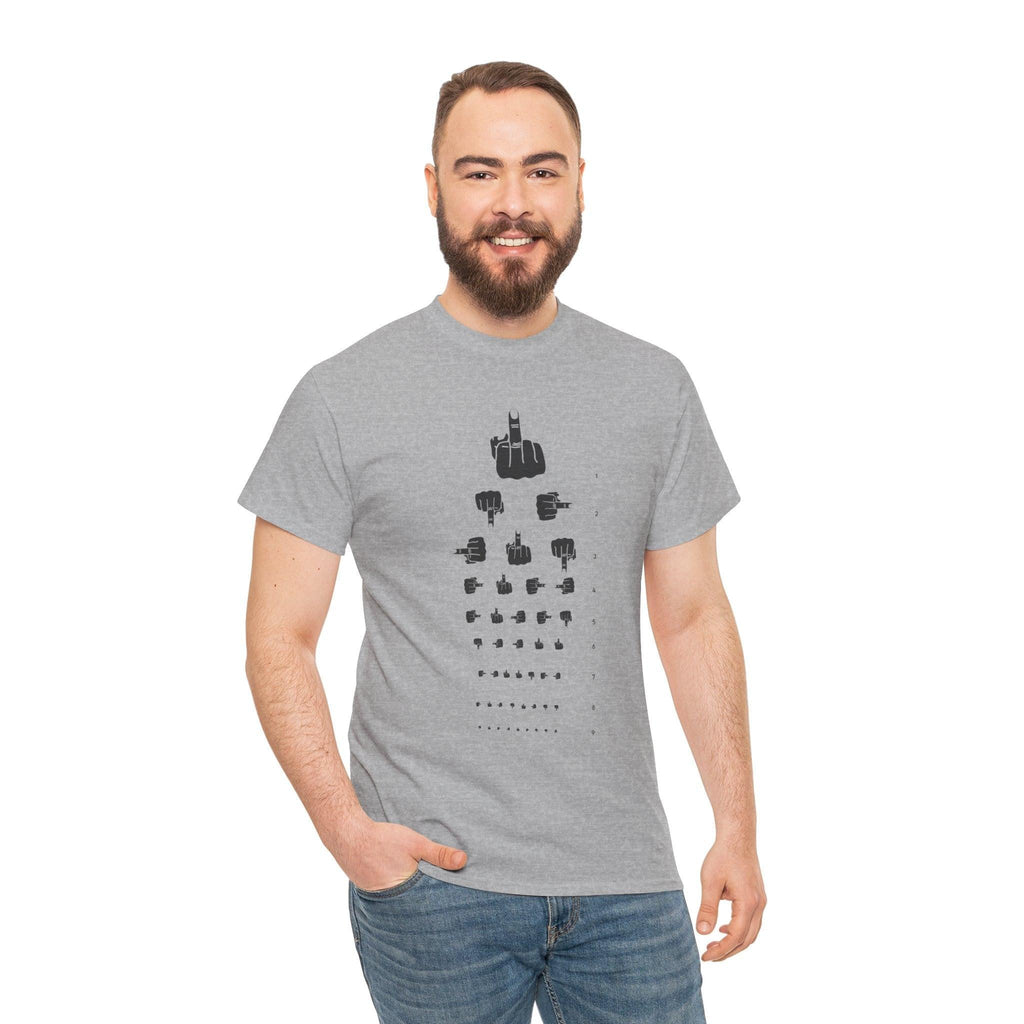 Funny Hand Gesture Eye Chart T-Shirt, Unisex Graphic Tee, Humorous Sight Test Shirt, Sarcastic Vision Exam Top, Hilarious Optometrist Gift
