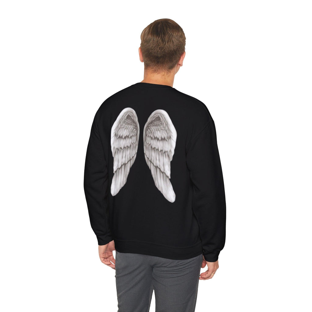 Angel Wings on the Back Sweatshirt, Top with Front 'Angel' Design, Religious Gift for Men and Women, Guardian Angel Apparel, Spiritual