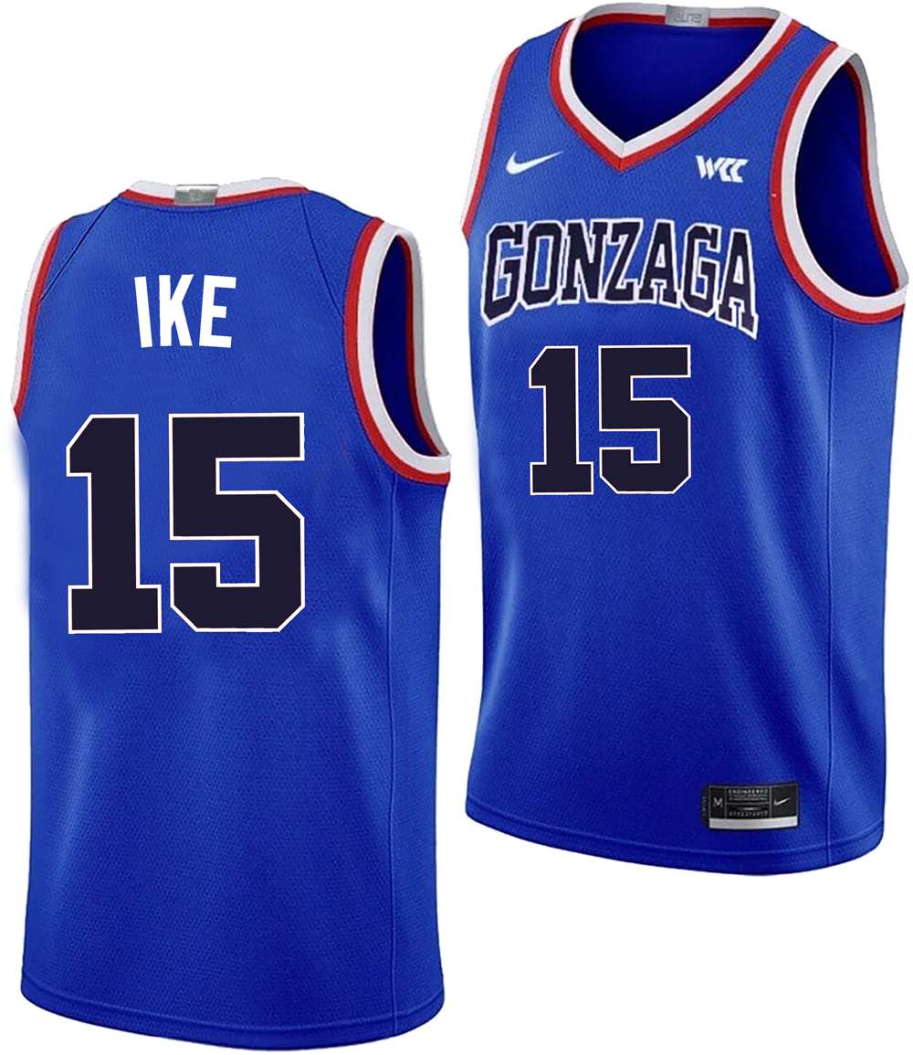 Men's #15 Graham Ike Gonzaga Bulldogs College Basketball Jersey