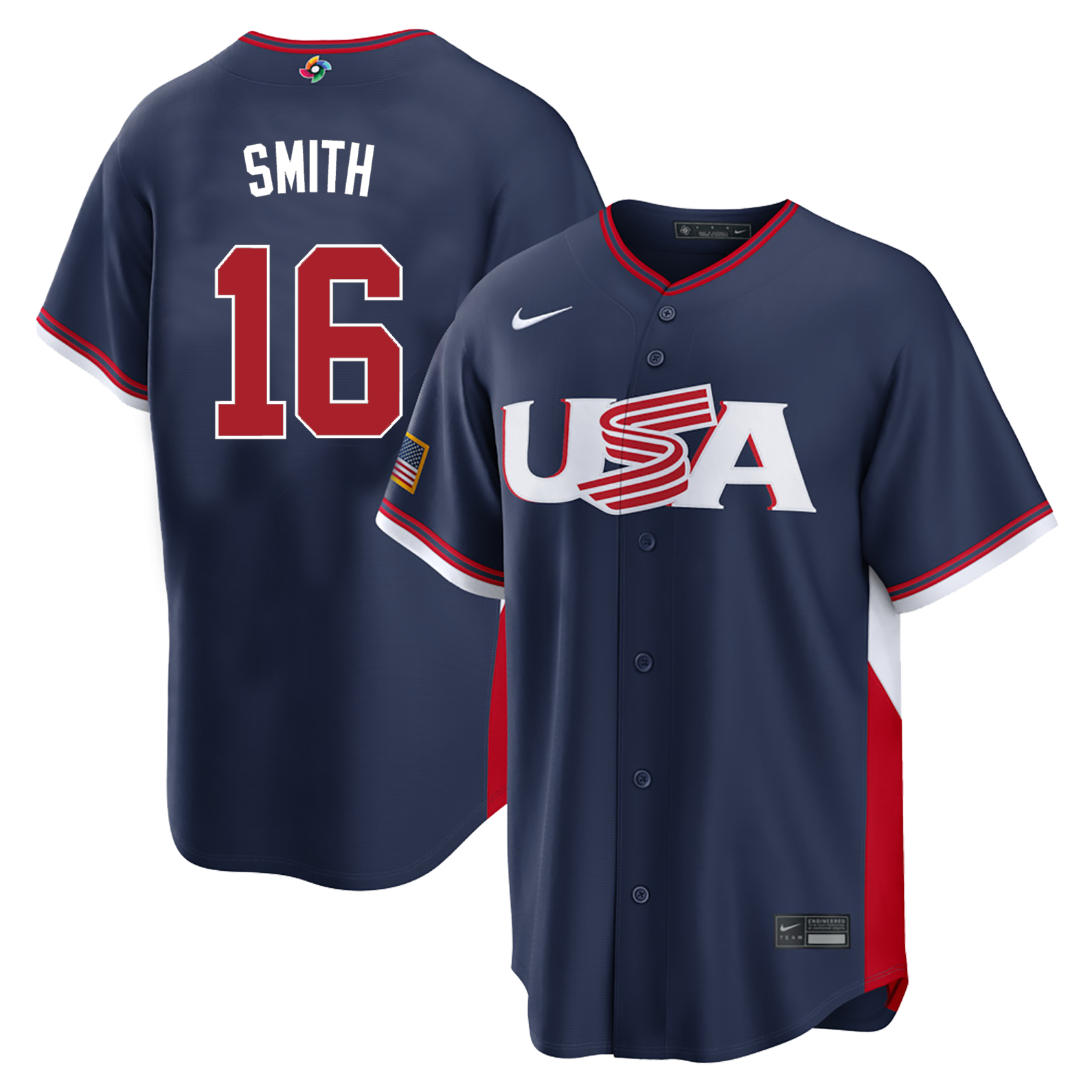 Men's #16 Will Smith USA 2026 World Baseball Classic Baseball Jersey
