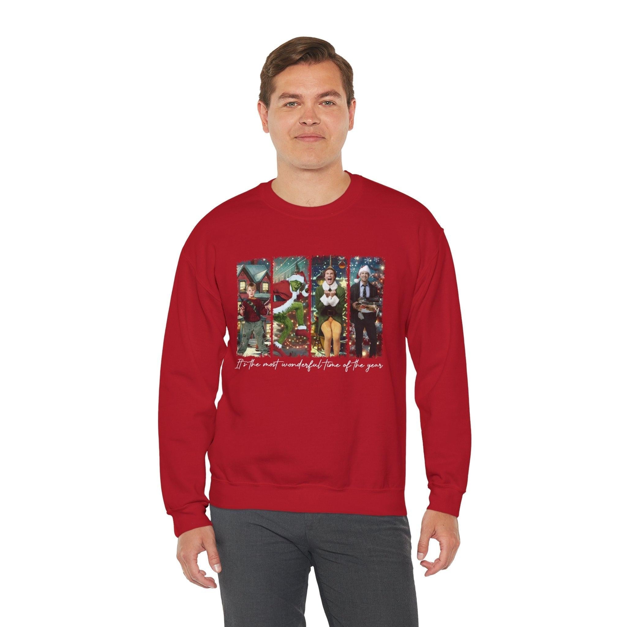 Christmas Movie Characters Unisex Sweatshirt, Holiday Film Apparel, Festive Crewneck Jumper, Xmas Sweater Gift, Winter Wear Top