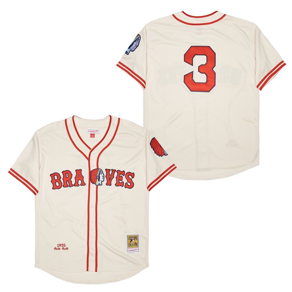 Men's #3 Babe Ruth Atlanta Braves Baseball Jersey