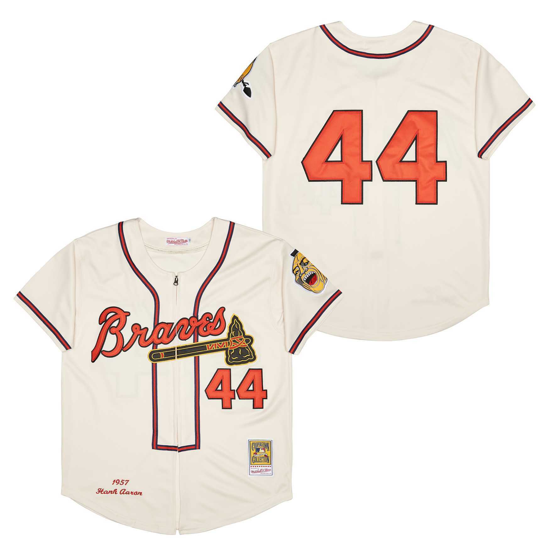 Men's #44 Hank Aaron Atlanta Braves Baseball Jersey