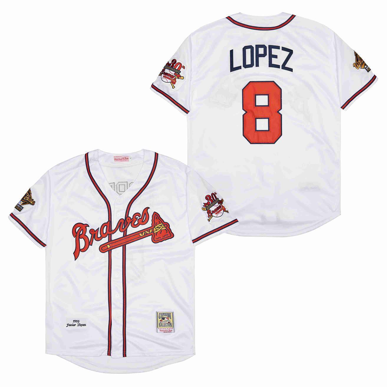 Men's #8 Javy Lopez Atlanta Braves Baseball Jersey