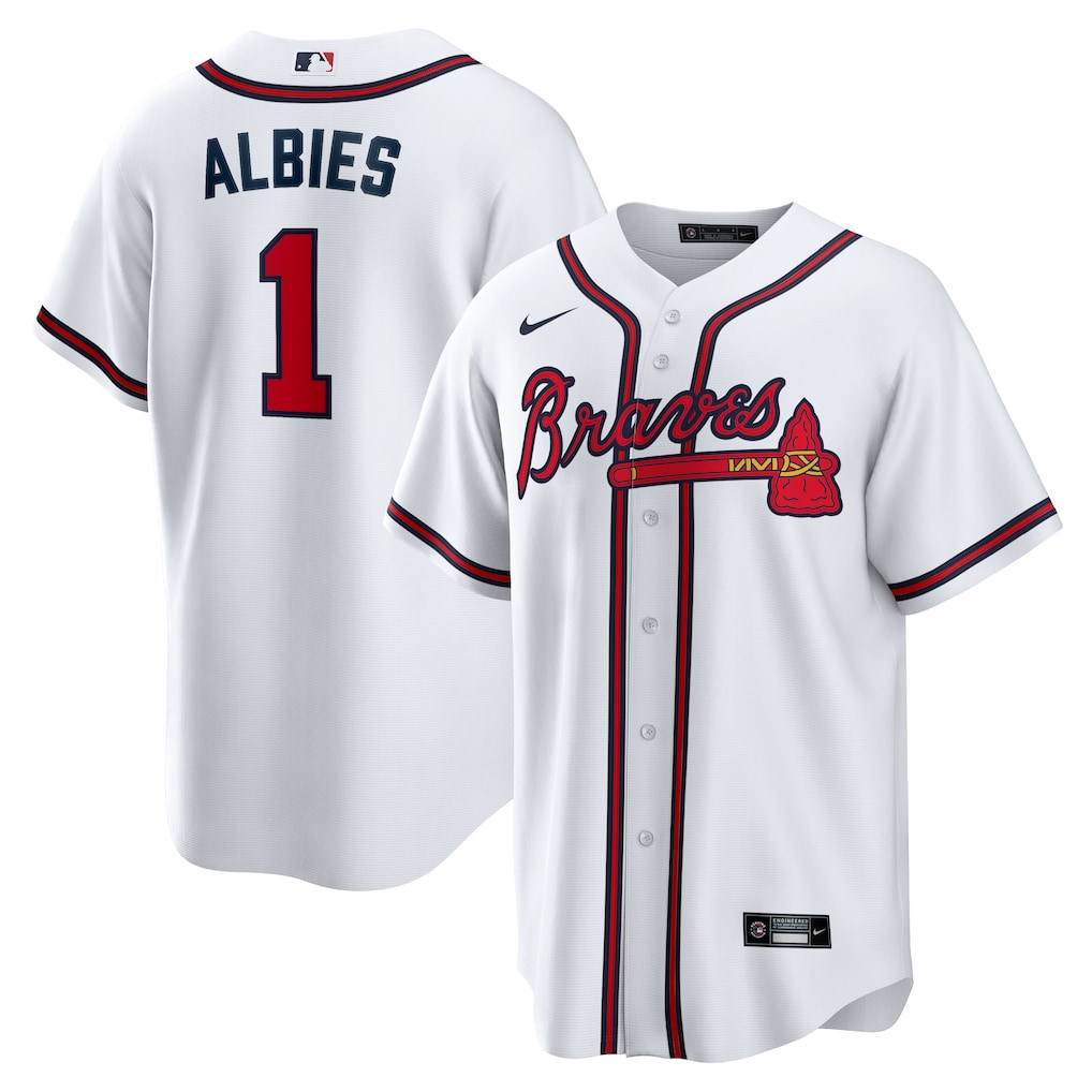 Men's #1 Ozzie Albies Atlanta Braves Baseball Jersey