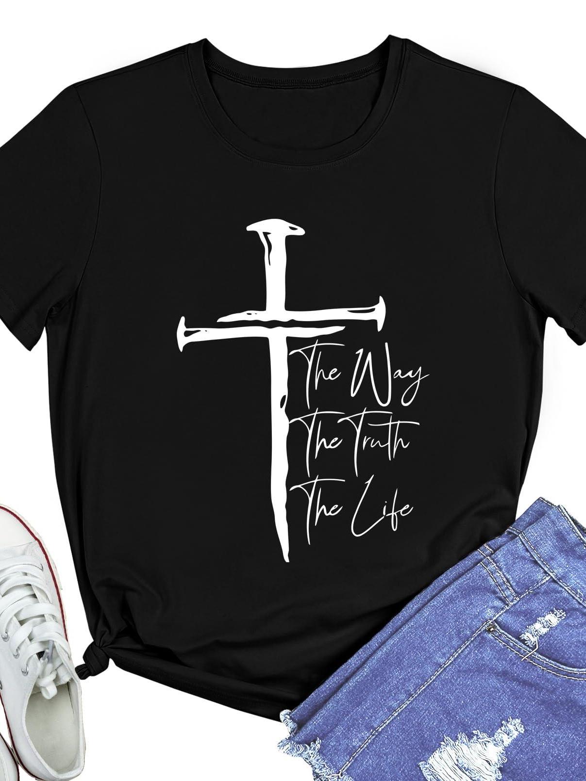 Blackmyth Graphic T-shirts For Women Faith Shirts For Women Stay Salty Christian 220gsm Cotton Round Neck Short Sleeve Casual Henley Shirt Men T-shirt