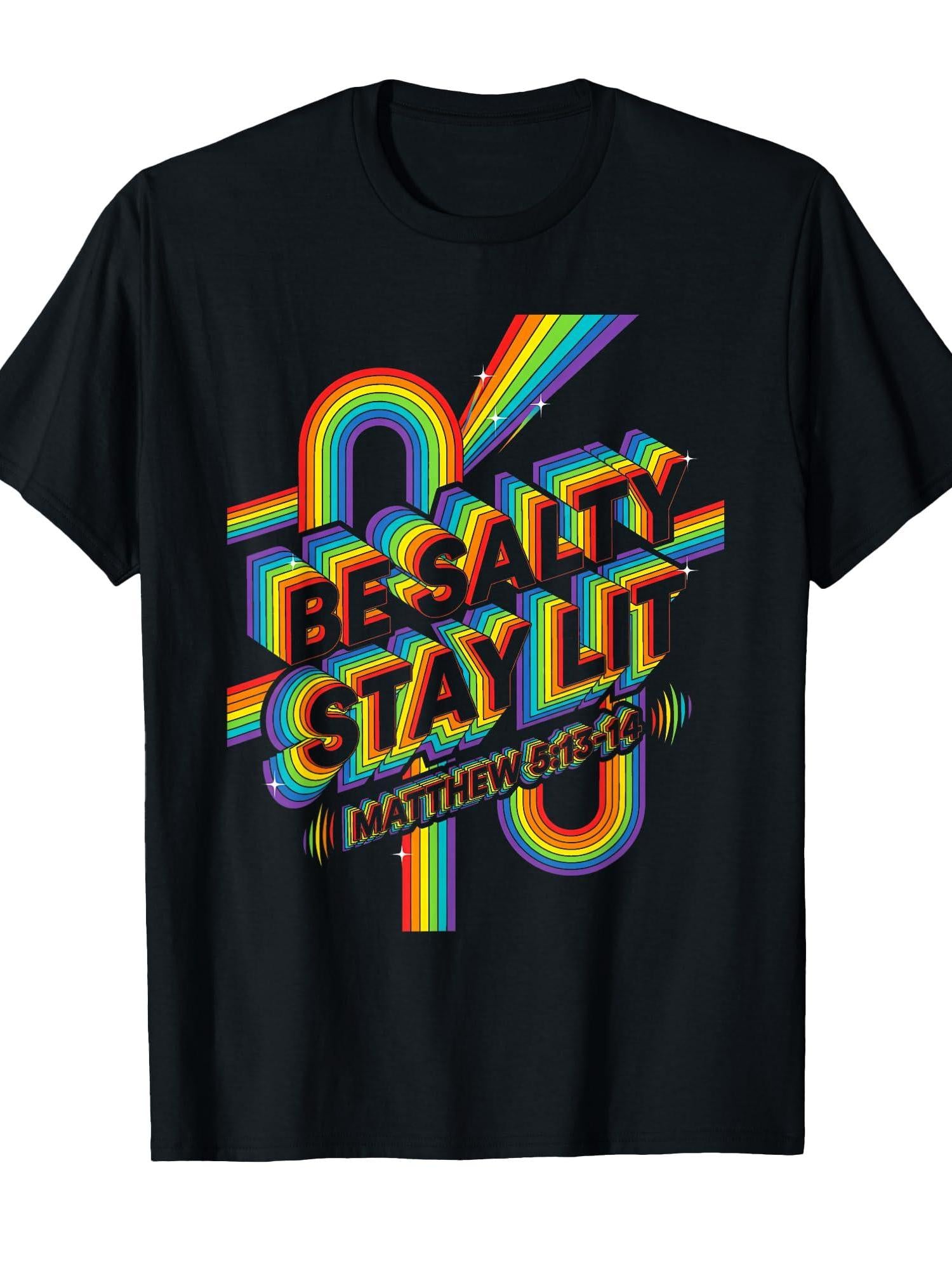 Be Salty Stay Lit Matthew 5:13-14 Christian Bible Verse T-shirt Stay Salty Christian 220gsm Cotton Round Neck Short Sleeve Casual Henley Shirt Men T-shirt