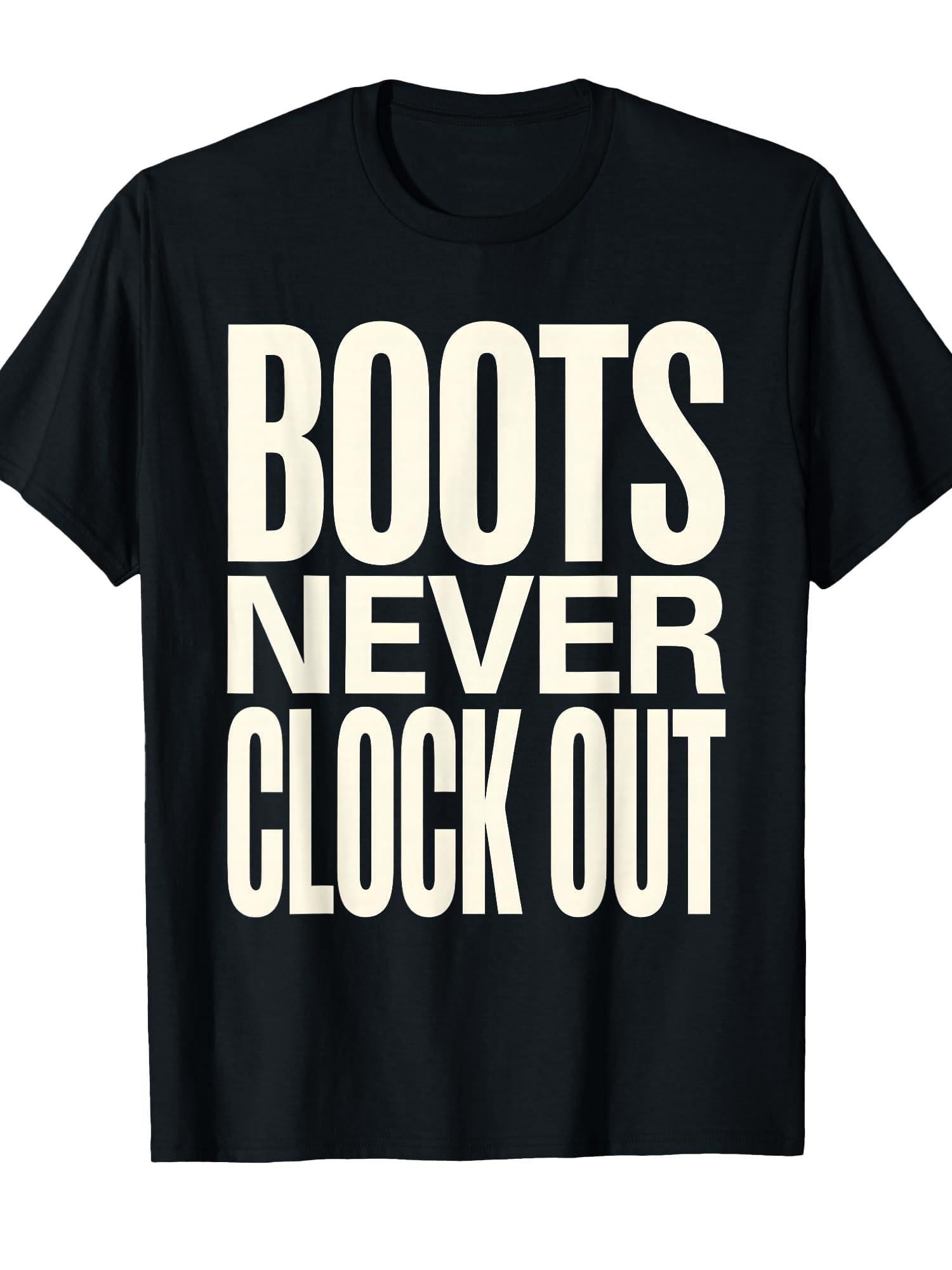 Boots Never Clock Out Military Tribute Design T-shirt Samcro 220gsm Cotton Round Neck Short Sleeve Casual Henley Shirt Men T-shirt