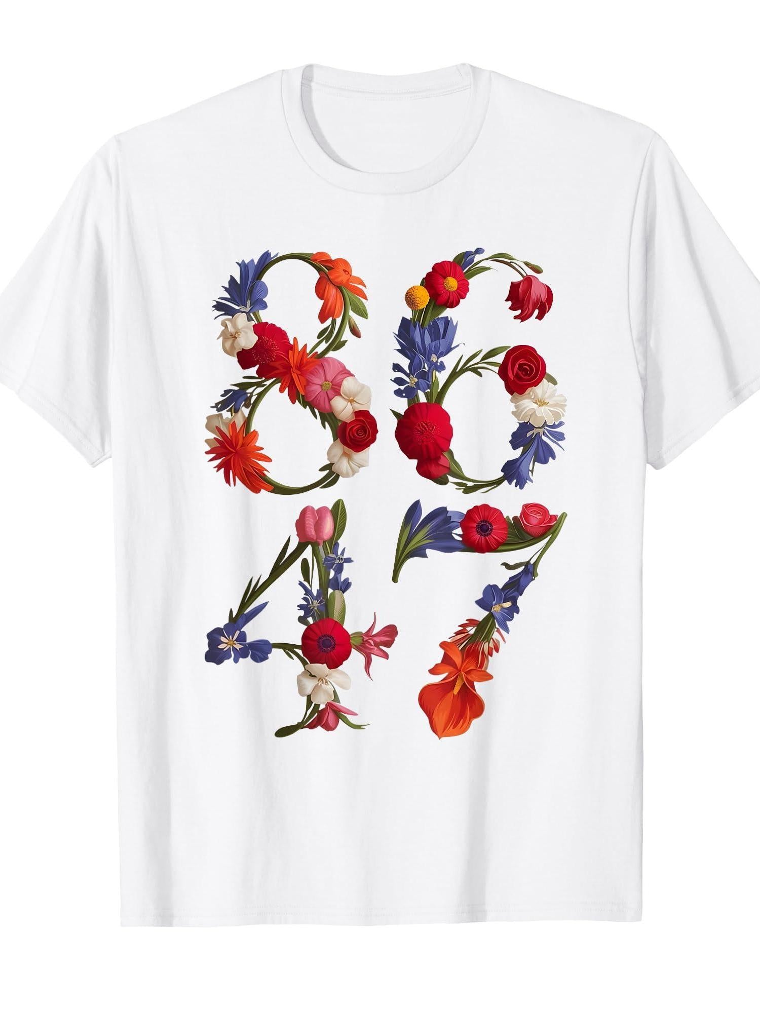 86 47 8647 Retro Floral Subtle Patriotic T-shirt Pearls Are Always Appropriate Jackie Kennedy 220gsm Cotton Round Neck Short Sleeve Casual Henley Shirt Men T-shirt