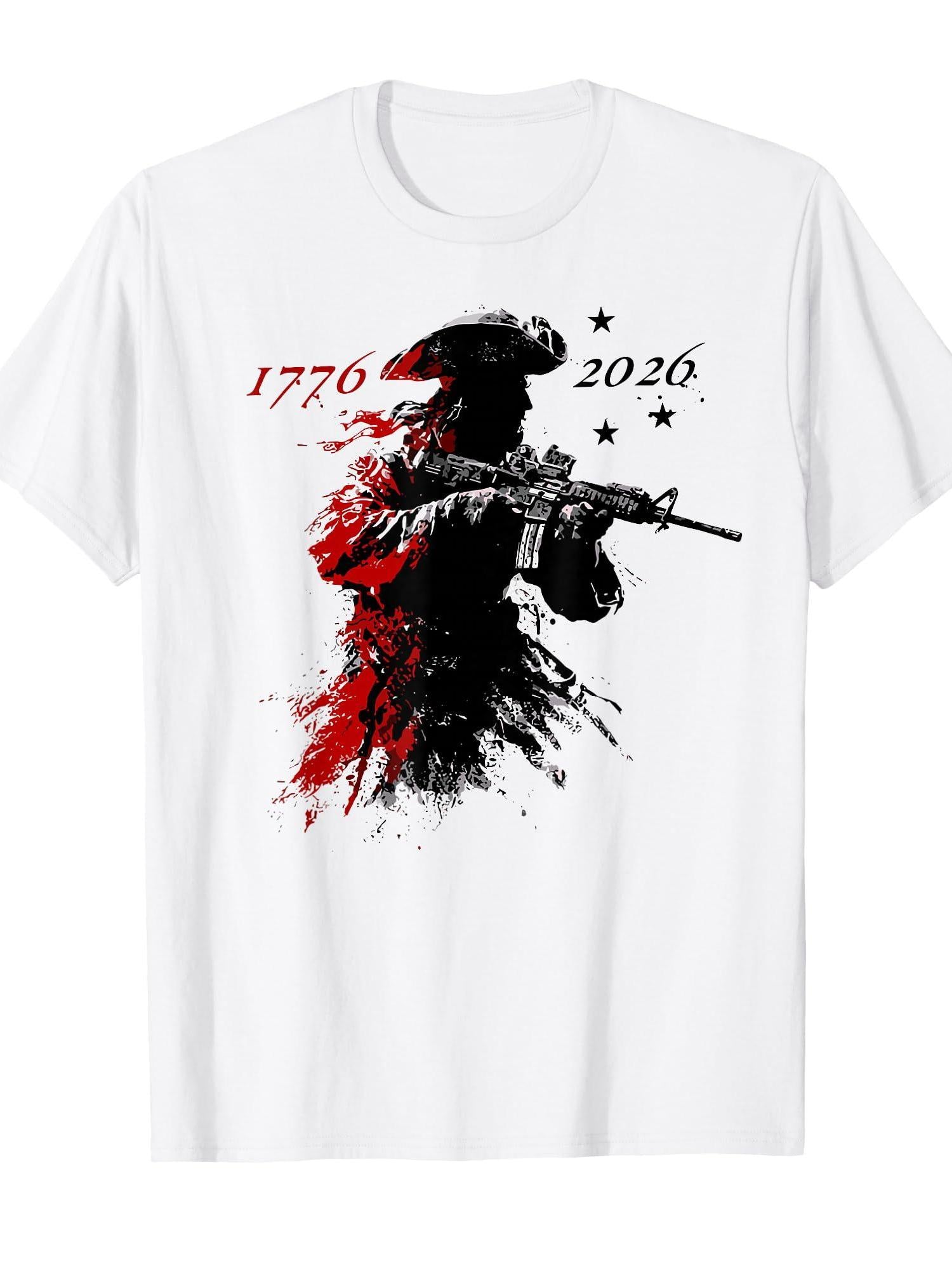 1776-2026 Patriotic Soldier American Flag 250 Years T-shirt Respect Your Mother 220gsm Cotton Round Neck Short Sleeve Casual Henley Shirt Men T-shirt