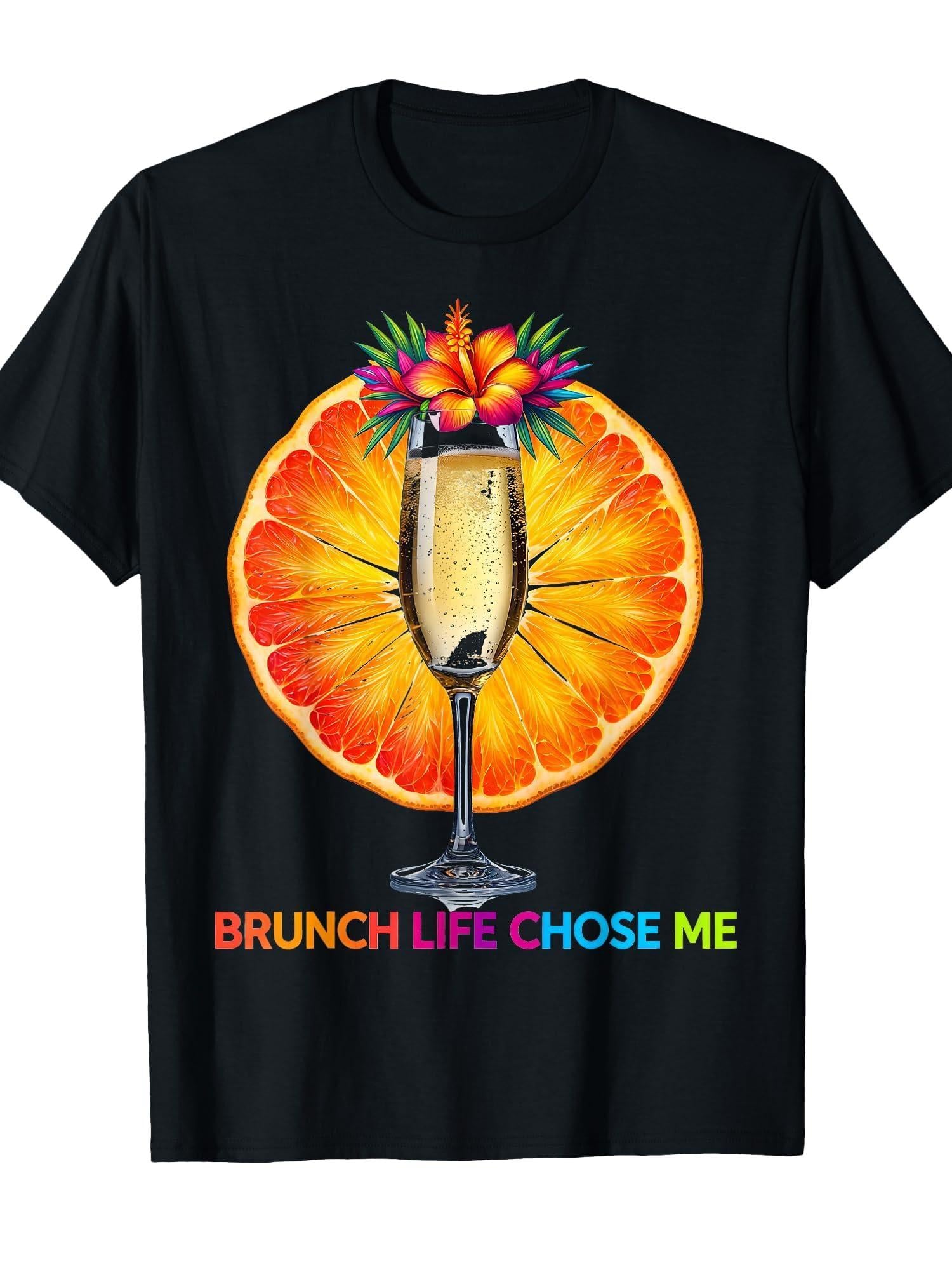 Brunch Life Chose Me Mom-mosa Design T-shirt Respect Your Mother 220gsm Cotton Round Neck Short Sleeve Casual Henley Shirt Men T-shirt