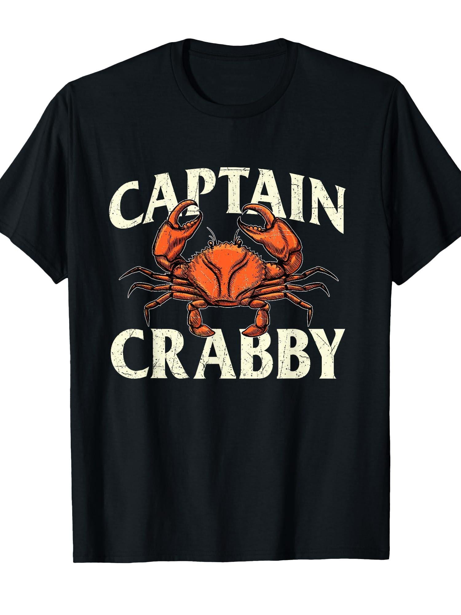 Captain Crabby - Crustacean Crabber Crabbing Seafood Lover T-shirt Crabby 220gsm Cotton Round Neck Short Sleeve Casual Henley Shirt Men T-shirt