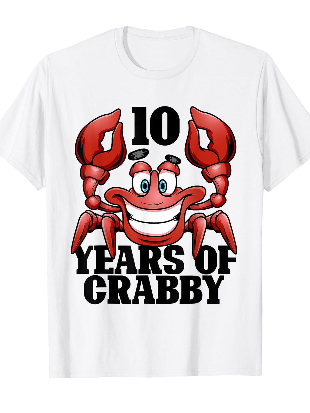 10 Years Of Crabby Funny Crab Beach 10th Birthday T-shirt Crabby 220gsm Cotton Round Neck Short Sleeve Casual Henley Shirt Men T-shirt