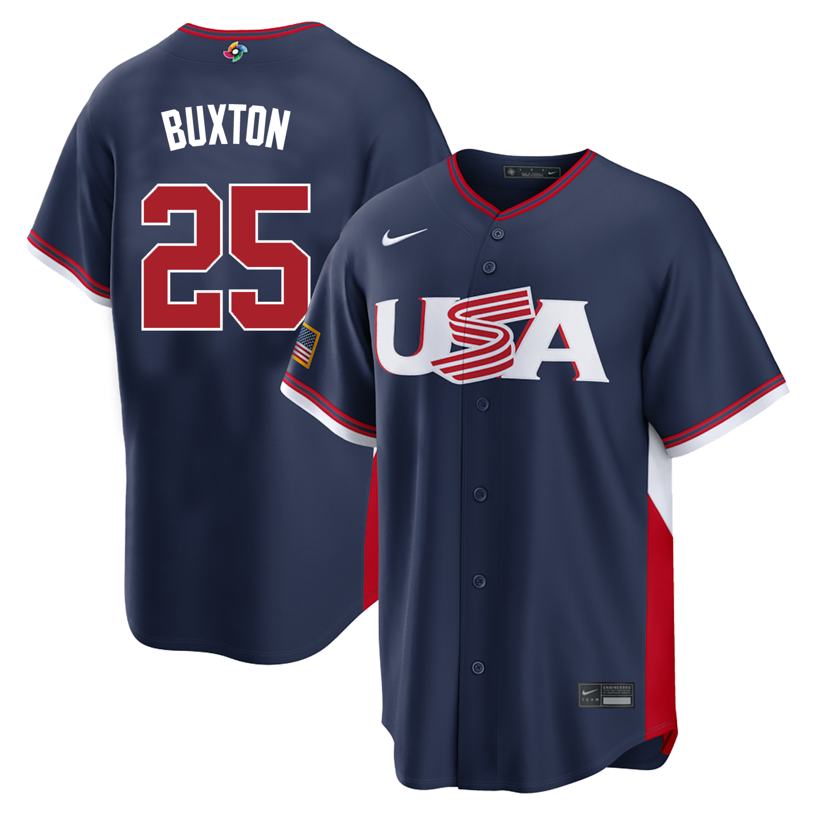 Men's #25 Byron Buxton USA 2026 World Baseball Classic Baseball Jersey