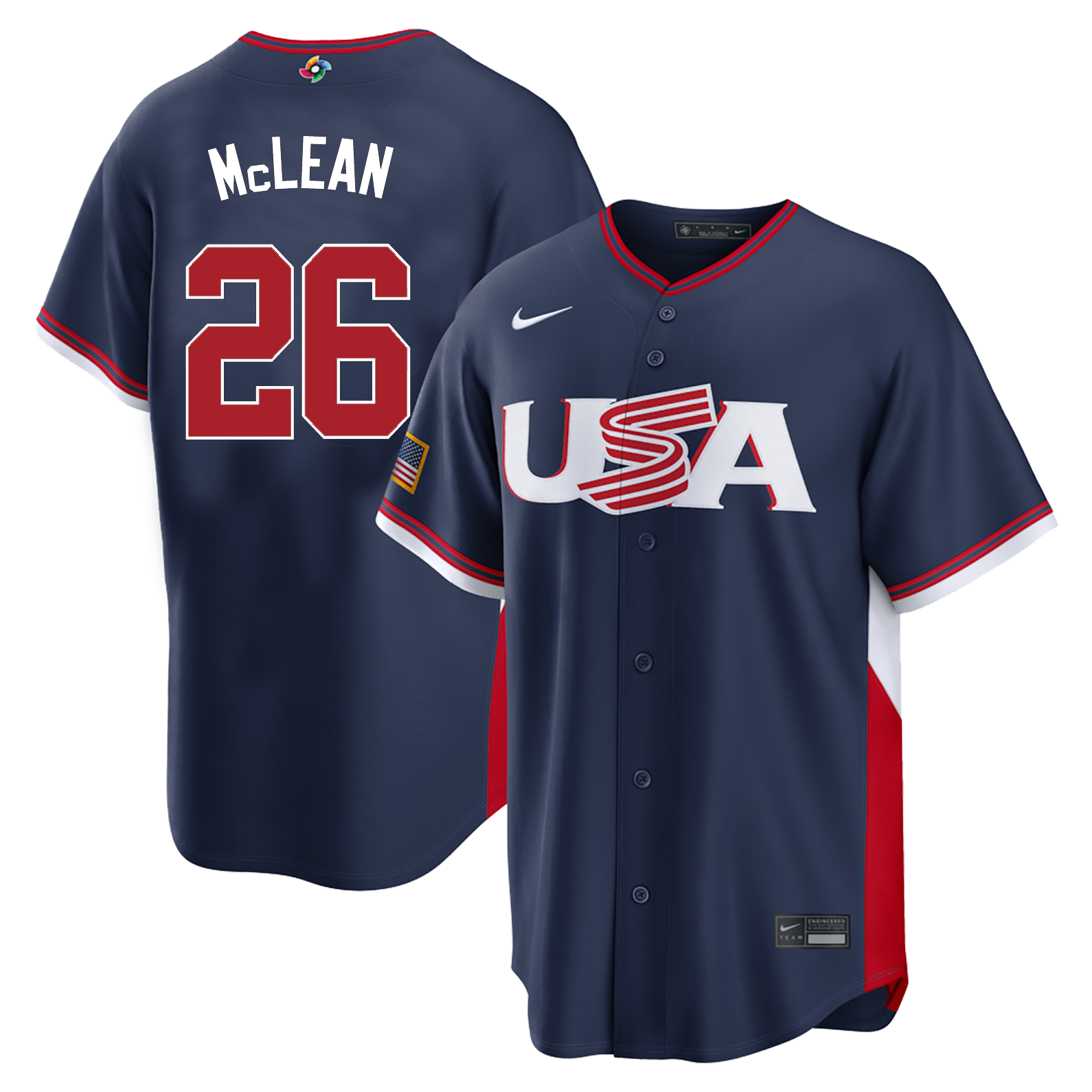Men's #26 Nolan McLean USA 2026 World Baseball Classic Baseball Jersey
