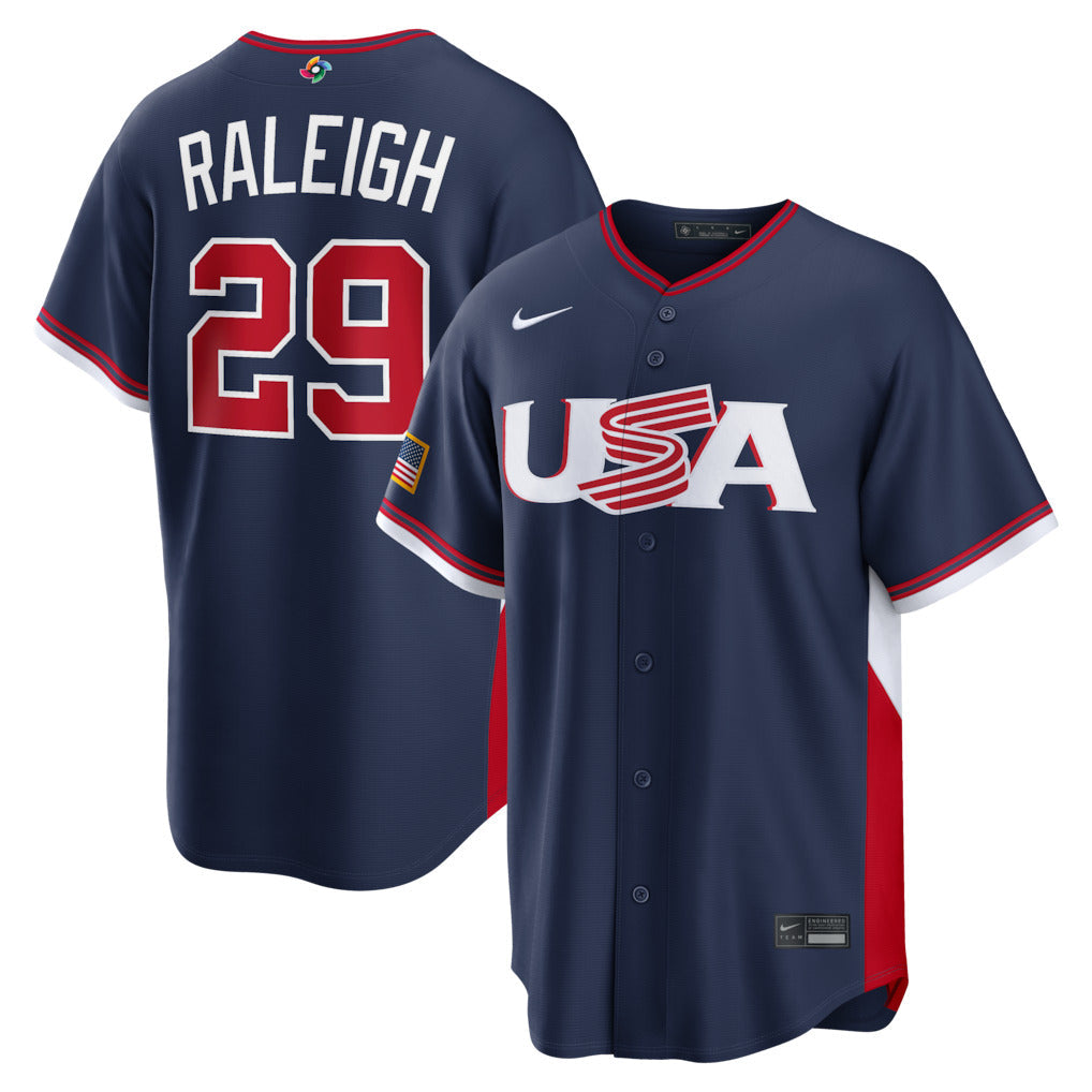 Men's #29 Cal Raleigh USA 2026 World Baseball Classic Baseball Jersey
