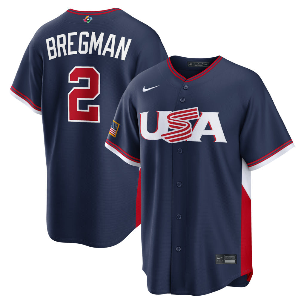 Men's #2 Alex Bergman USA 2026 World Baseball Classic Baseball Jersey