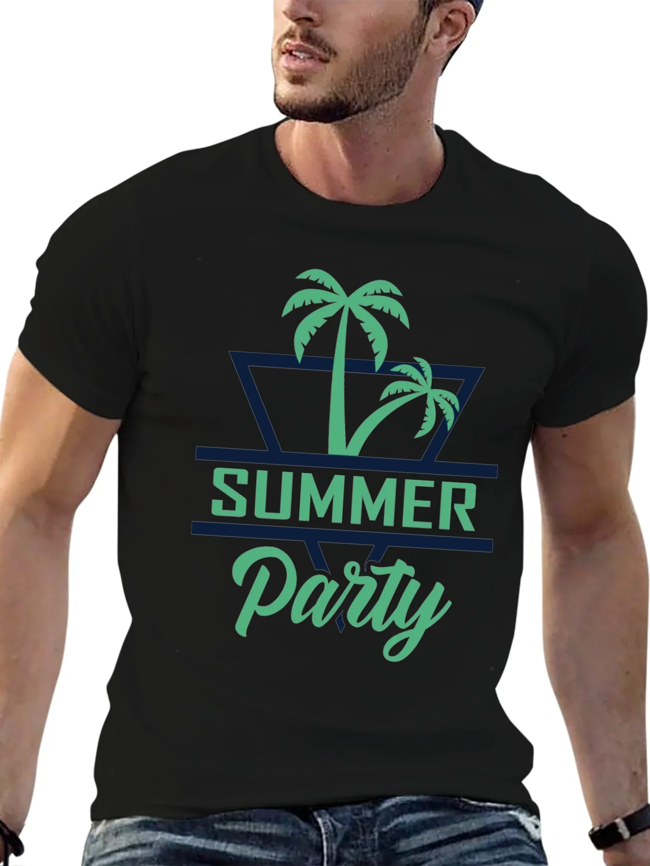 Summer Party Palm Tree Graphic T-Shirt