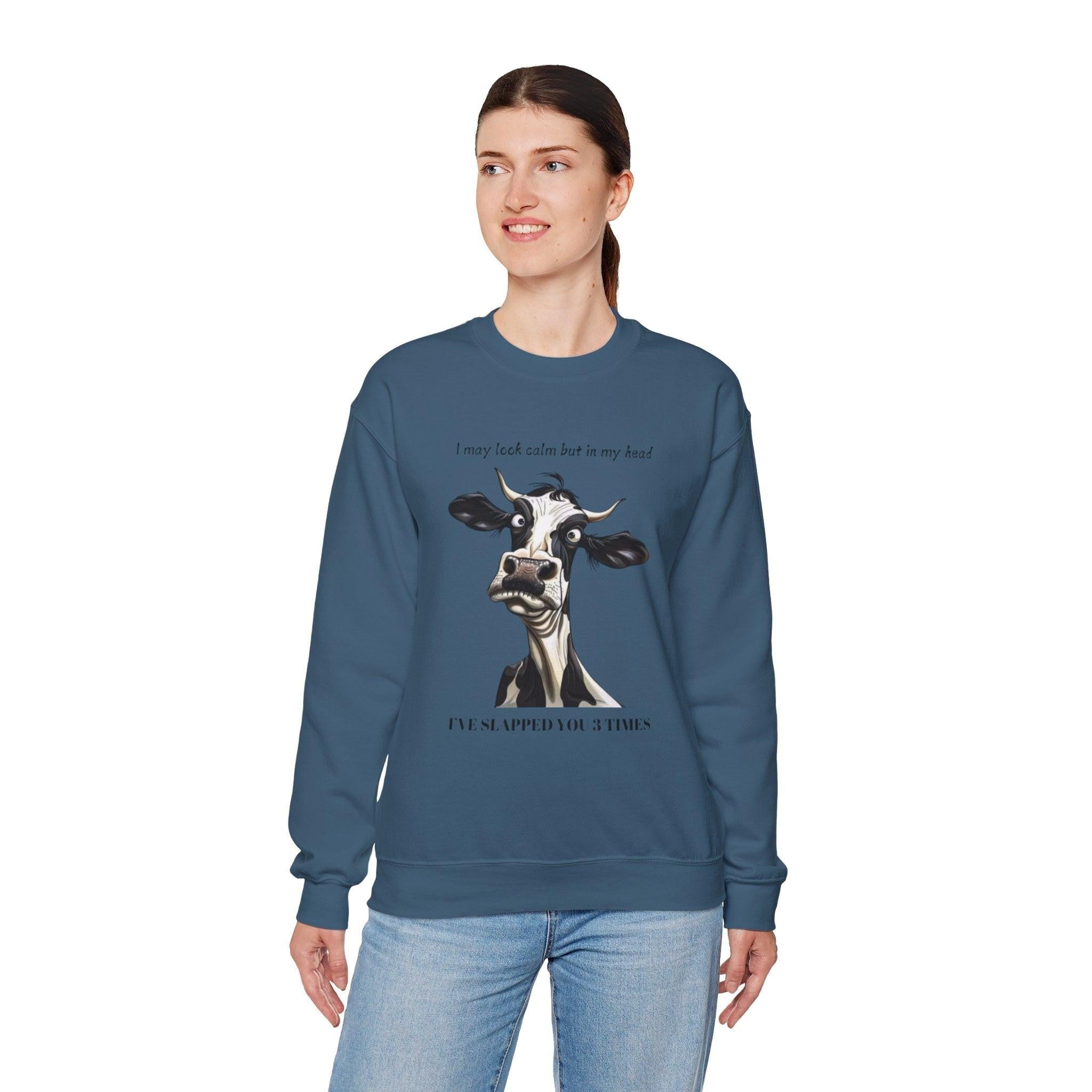 Funny Unisex Sweatshirt - 'I May Seem Calm But In My Head I've Punched You Three Times'