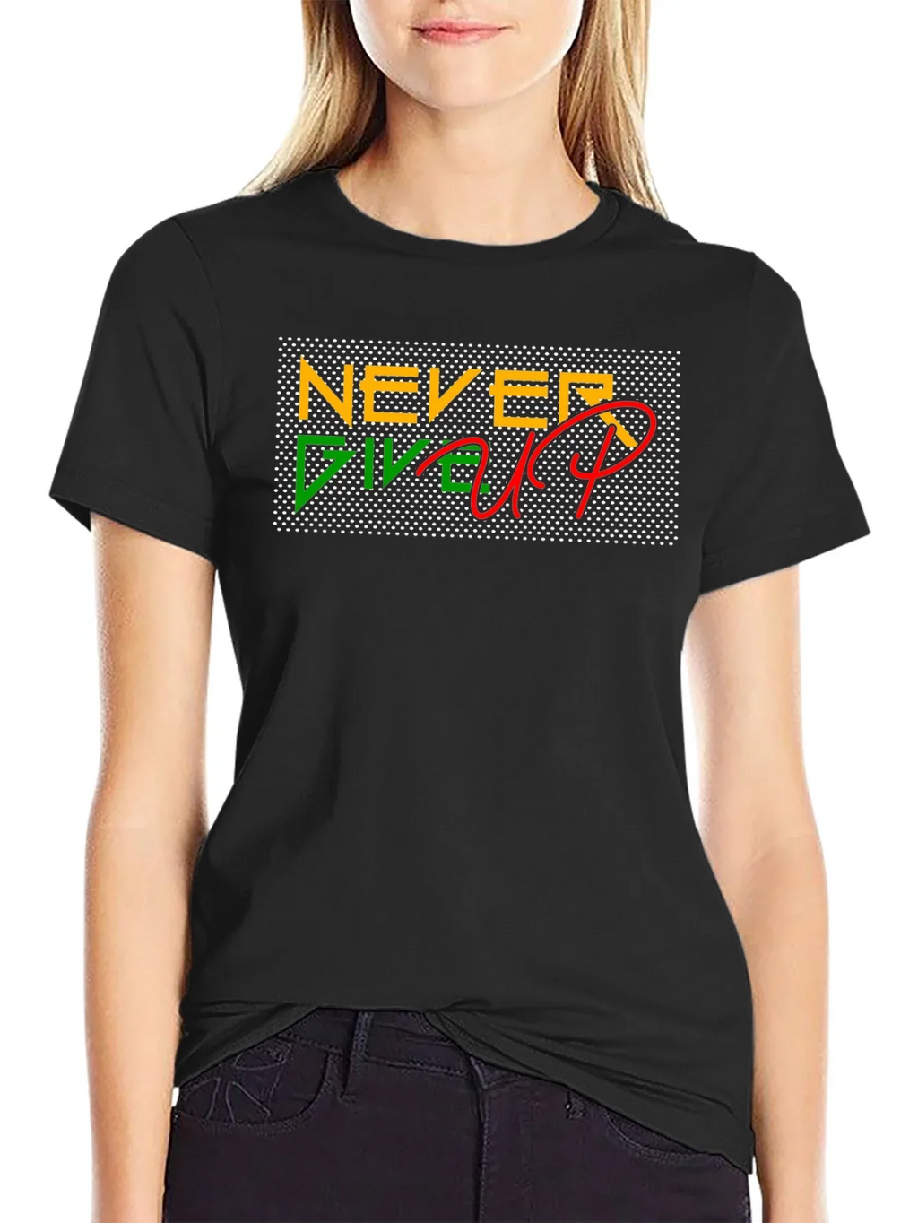 Never Give Up Black T-Shirt