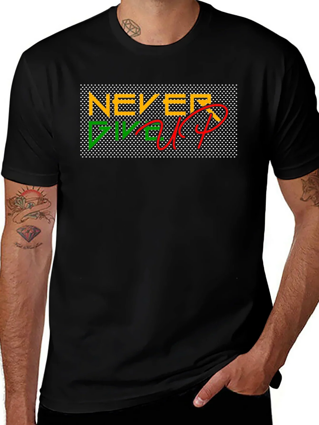Never Give Up Black T-Shirt
