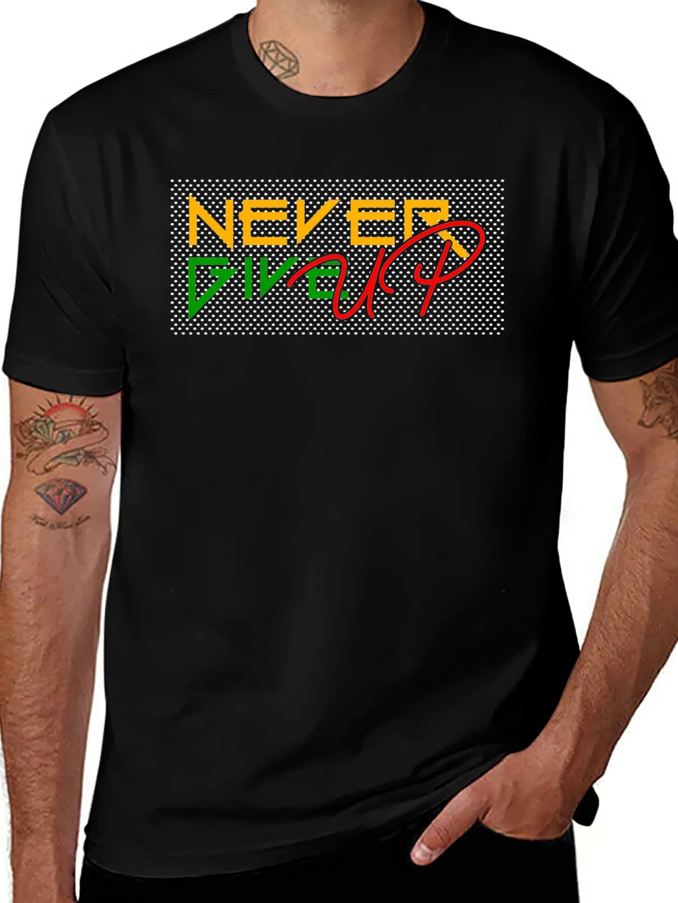Never Give Up Black T-Shirt