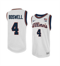 Men's #4 Kylan Boswell Illinois Fighting Illini College Basketball Jersey