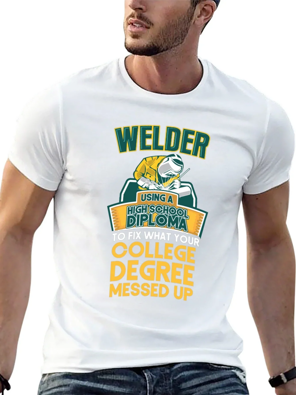 Welder High School Diploma Funny Black T-Shirt