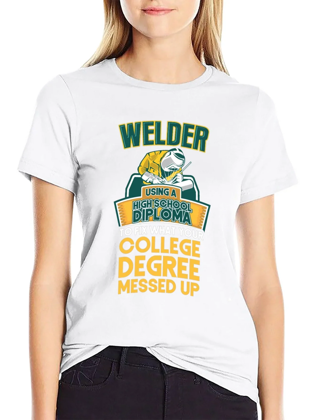 Welder High School Diploma Funny Black T-Shirt
