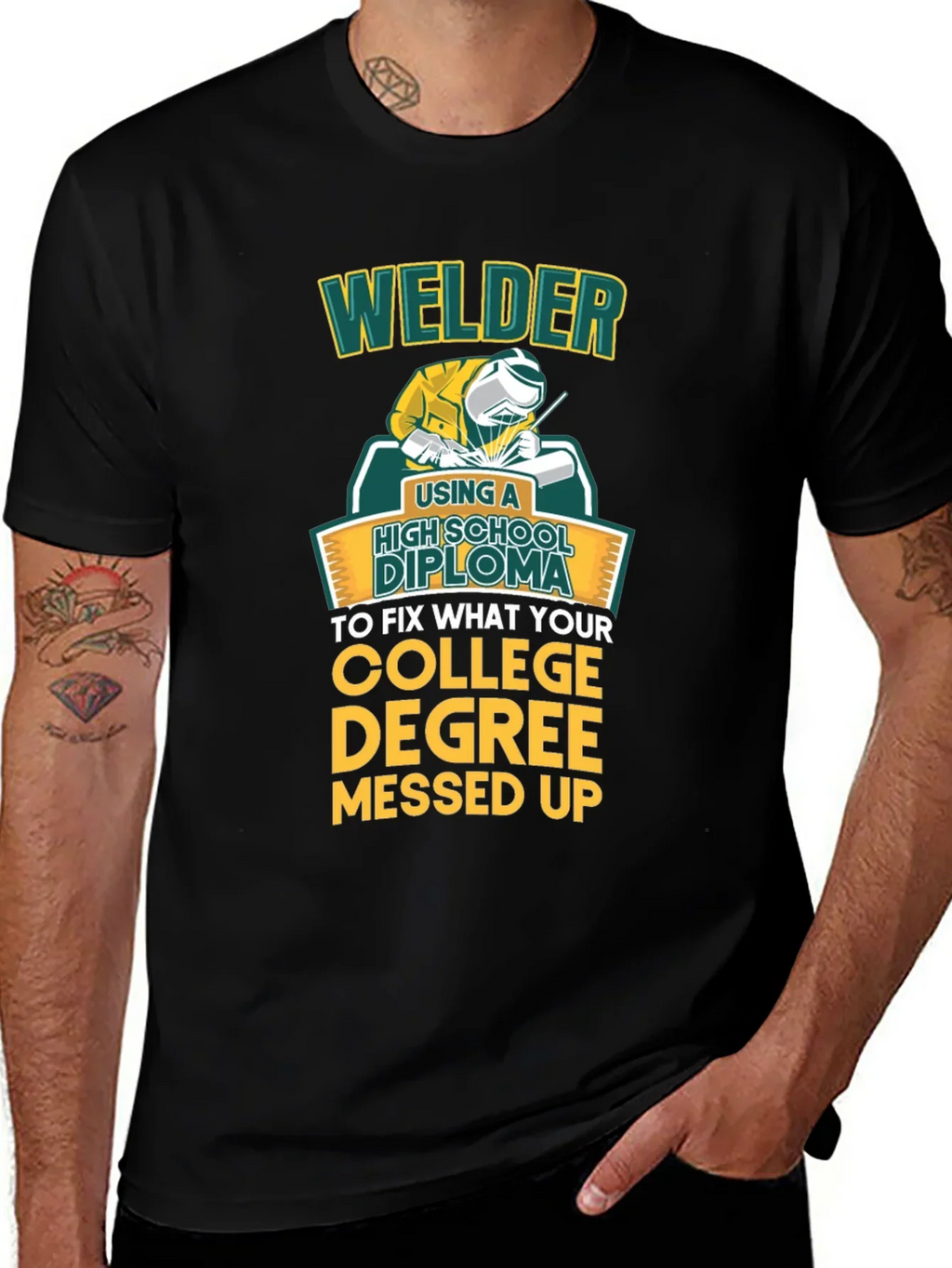 Welder High School Diploma Funny Black T-Shirt