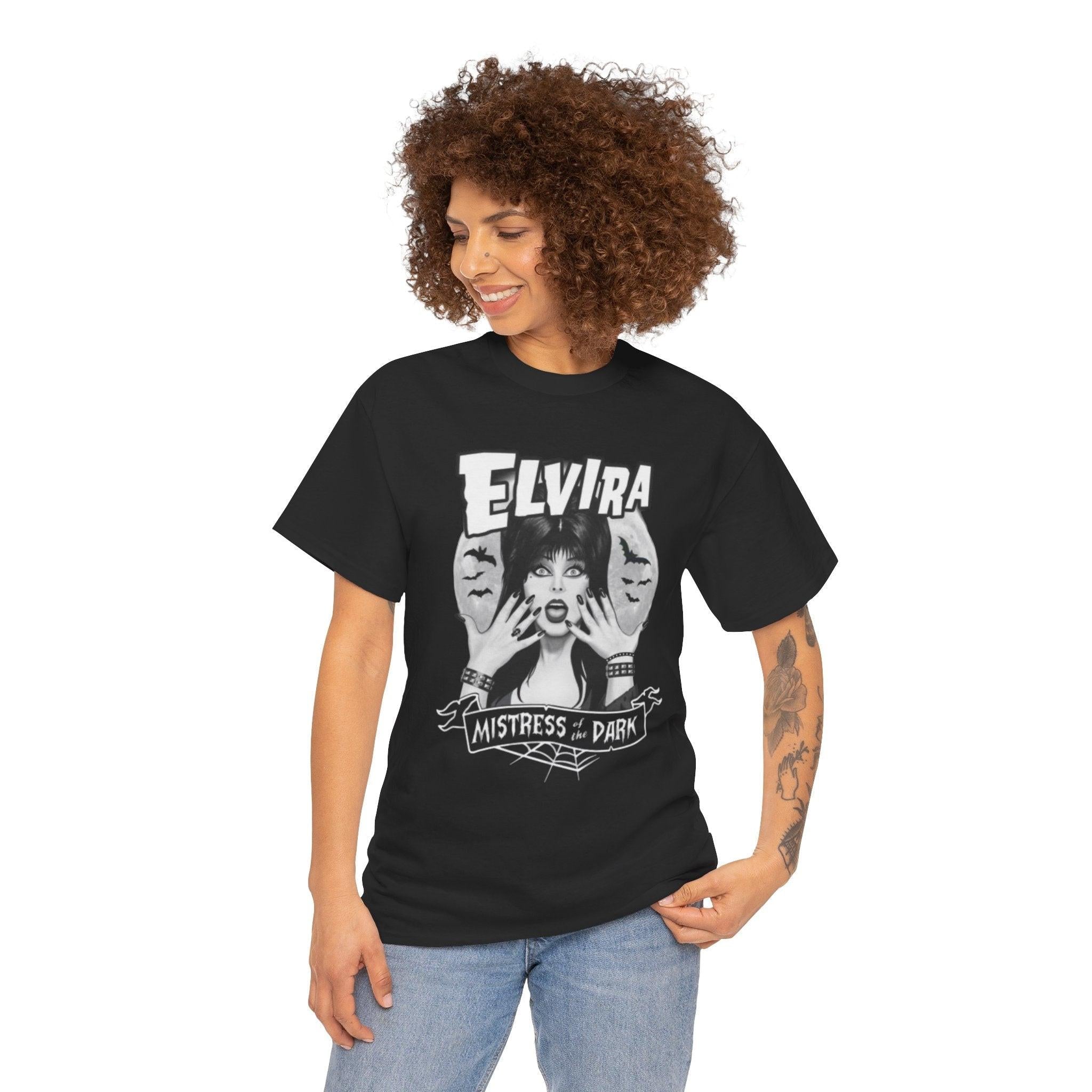 Elvira Mistress of the Dark Unisex Tee, Horror T-Shirt for Fans, Heavyweight Cotton Shirt, Gothic Graphic Top, Halloween Costume, Spooky