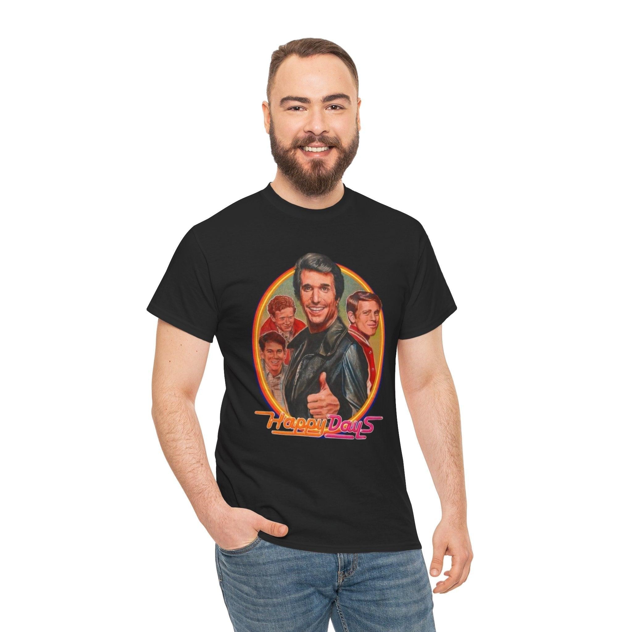 Happy Days Retro T-Shirt, Vintage 70s Vibes Graphic Tee, Unisex Cotton Shirt, Fun Nostalgic Top, Gift for Him Her, Summer Fashion, Novelty