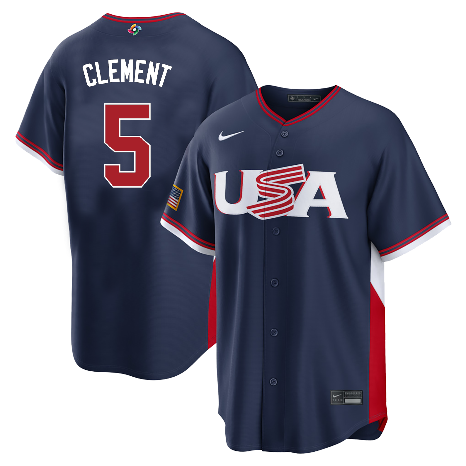 Men's #5 Ernie Clement USA 2026 World Baseball Classic Baseball Jersey