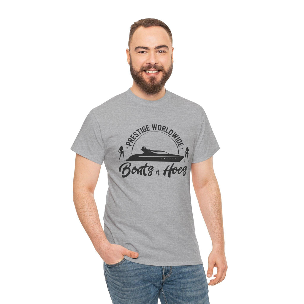 Prestige Worldwide 'Boats & Hoes' Unisex Heavy Cotton Tee, Funny Graphic Shirt, Beachwear, Gift for Him, Summer Casual Wear