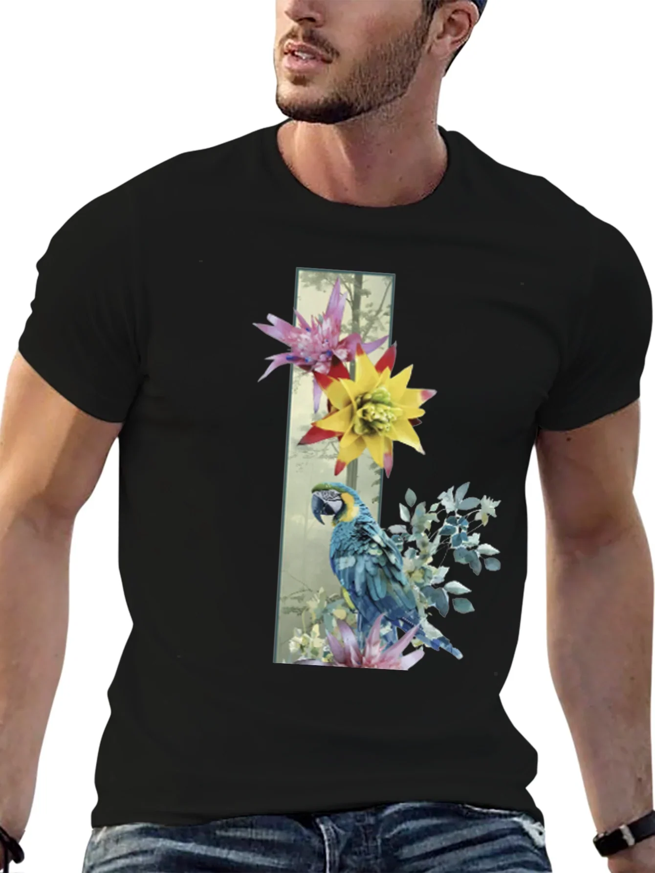 Parrot & Flowers Graphic Tee