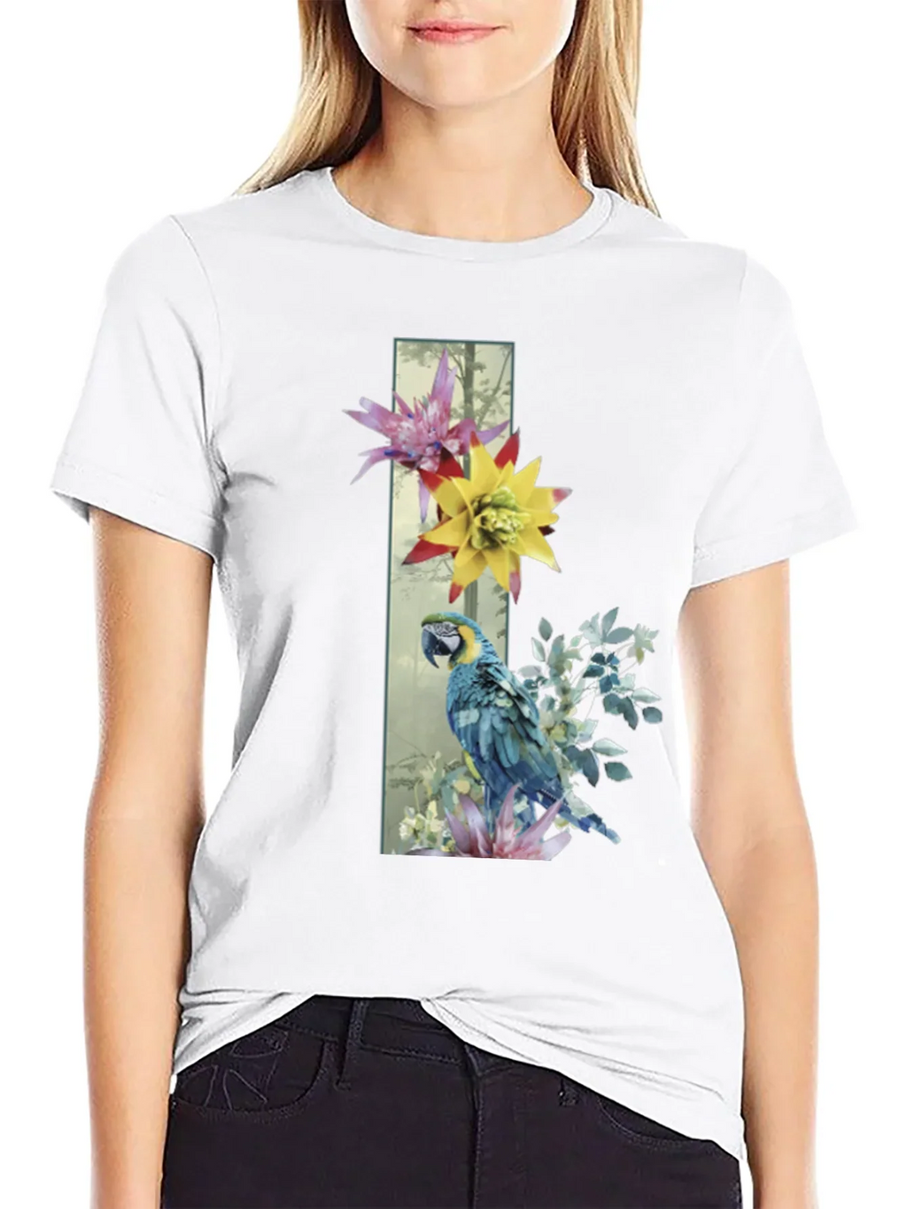 Parrot & Flowers Graphic Tee