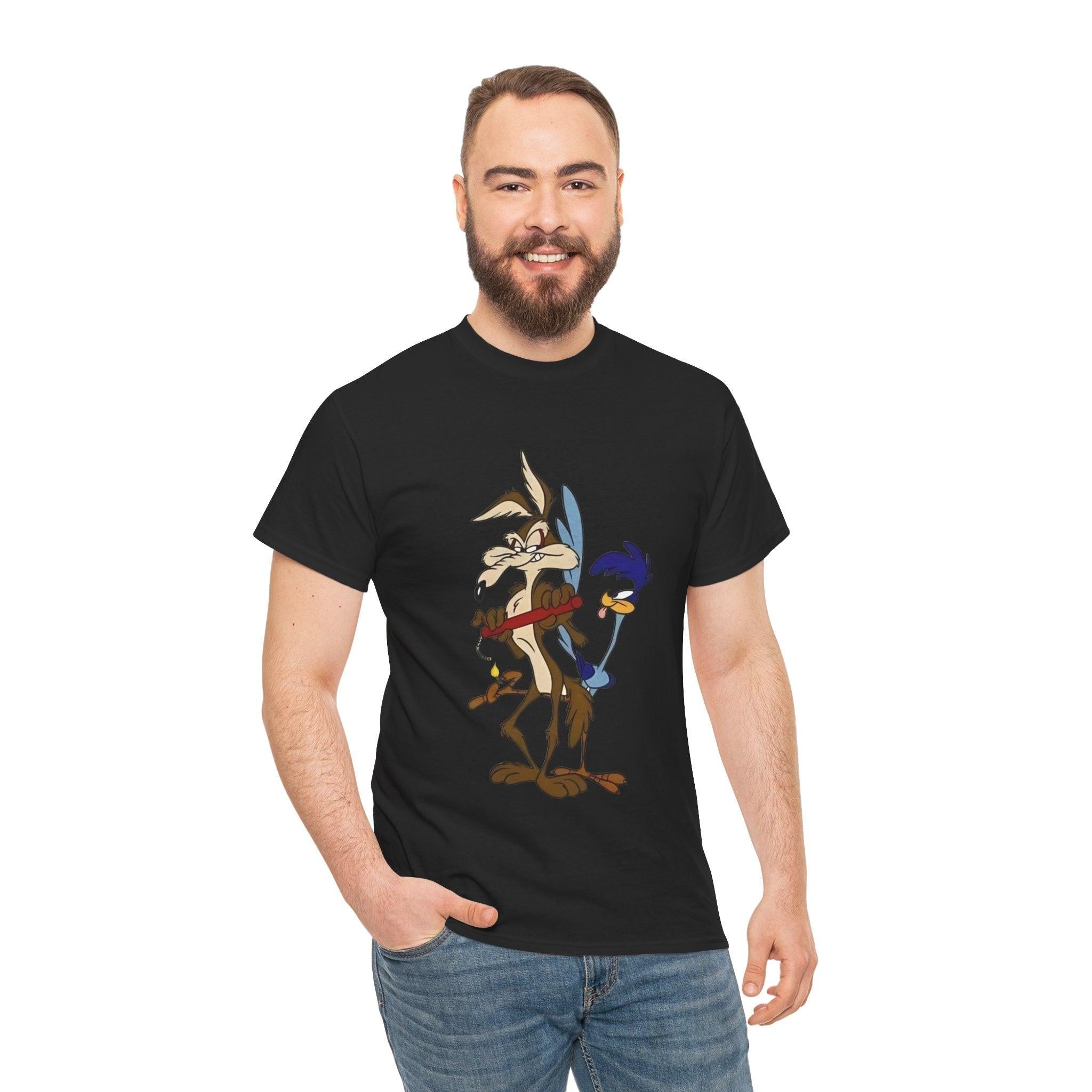Cartoon Duo Unisex Heavy Cotton Tee, Looney Tunes T-Shirt, Funny Graphic Tee, Retro Cartoon Shirt, Vintage Animation Apparel