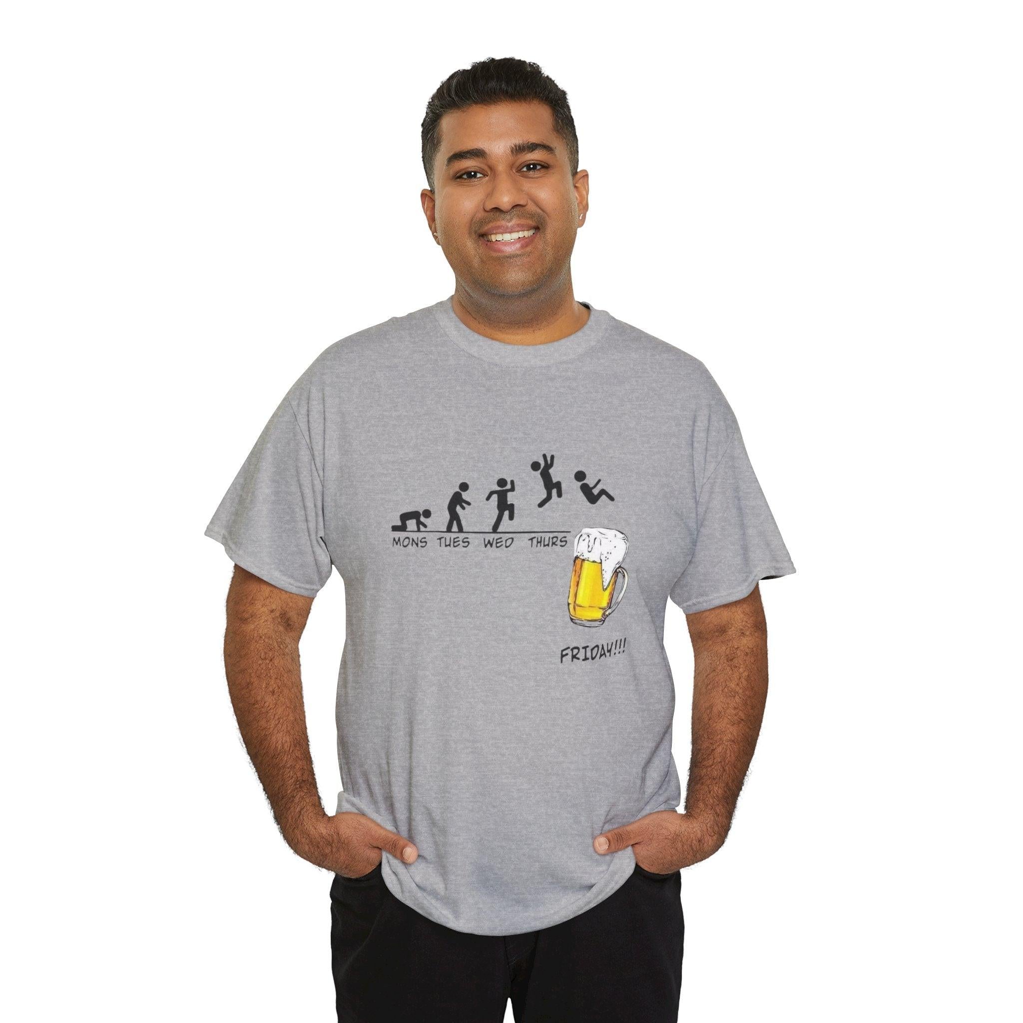 Funny Friday Beer Unisex Heavy Cotton Tee - Perfect for Weekday Vibes, Casual Wear, Weekend Celebrations, Gifts for Beer Lovers, Humorous