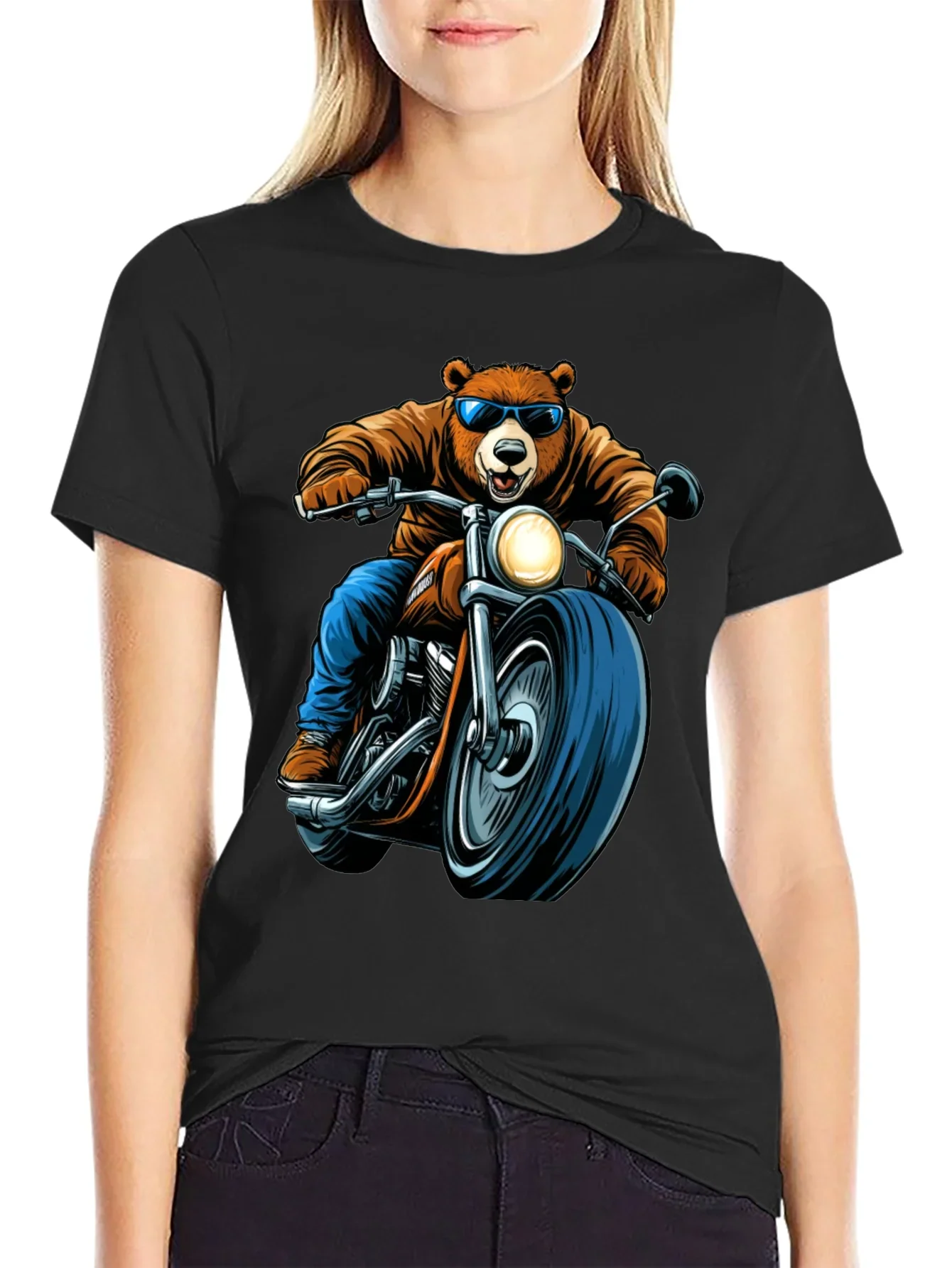 Bear Rider Graphic Tee - Cool Biker Bear T-Shirt