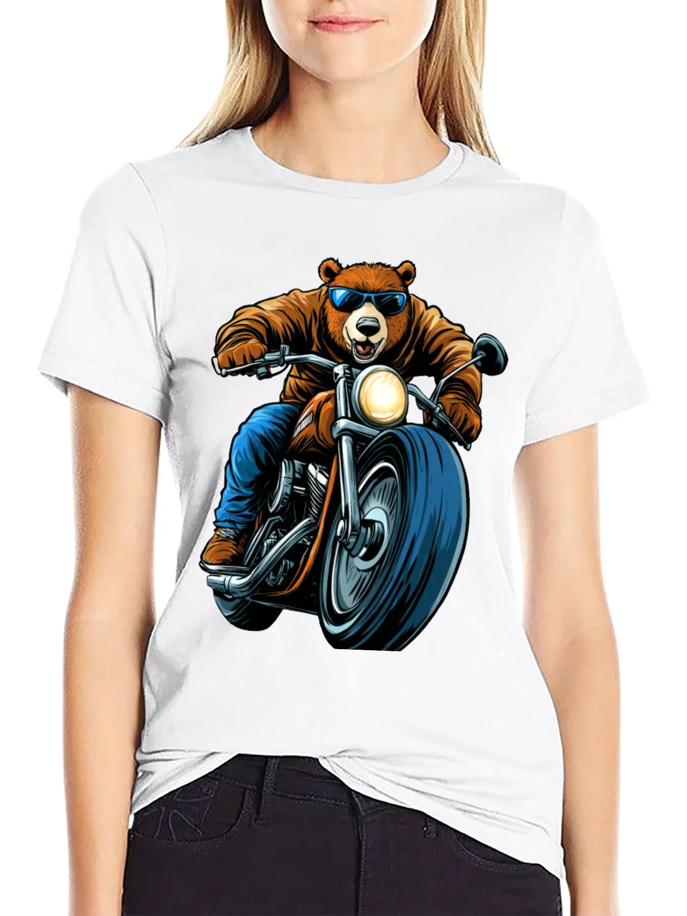 Bear Rider Graphic Tee - Cool Biker Bear T-Shirt