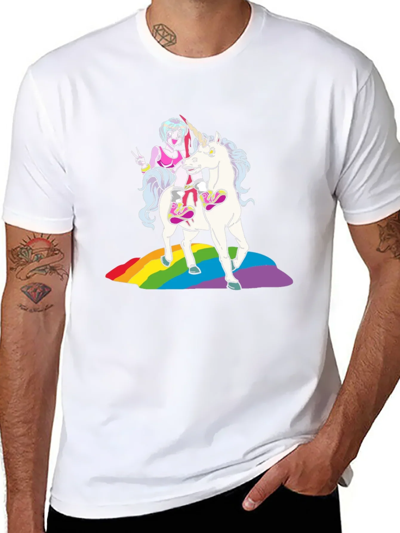 Unicorn Rainbow Graphic Tee - Black