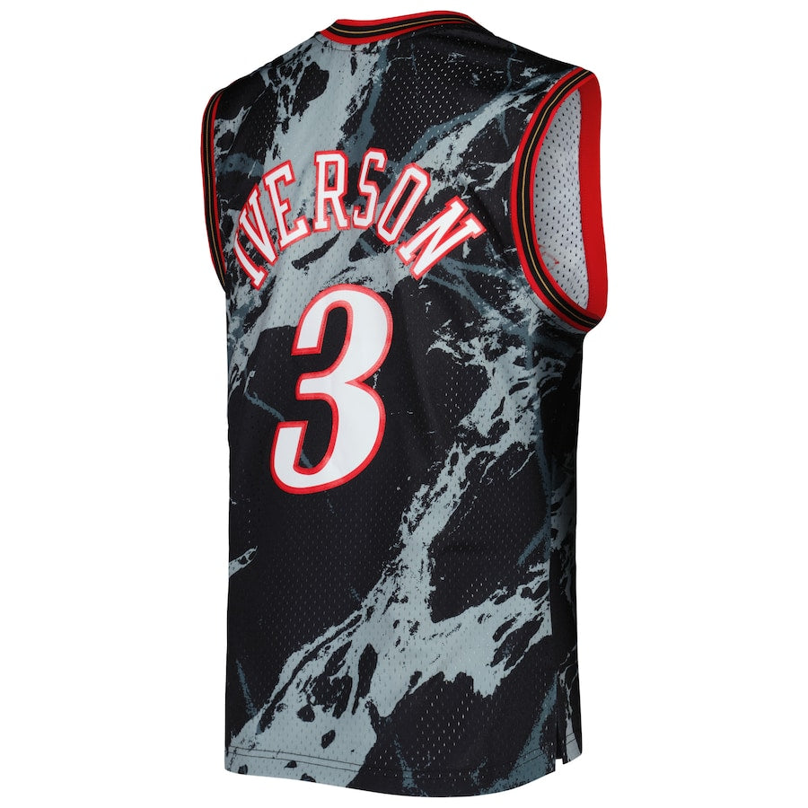 PH.76ers #3 Allen Iverson  2000-01 Hardwood Classics Marble Swingman Jersey Black Stitched American Basketball Jersey