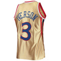 PH.76ers #3 Allen Iverson  75th Anniversary 1996-97 Hardwood Classics Swingman Jersey Gold Stitched American Basketball Jersey